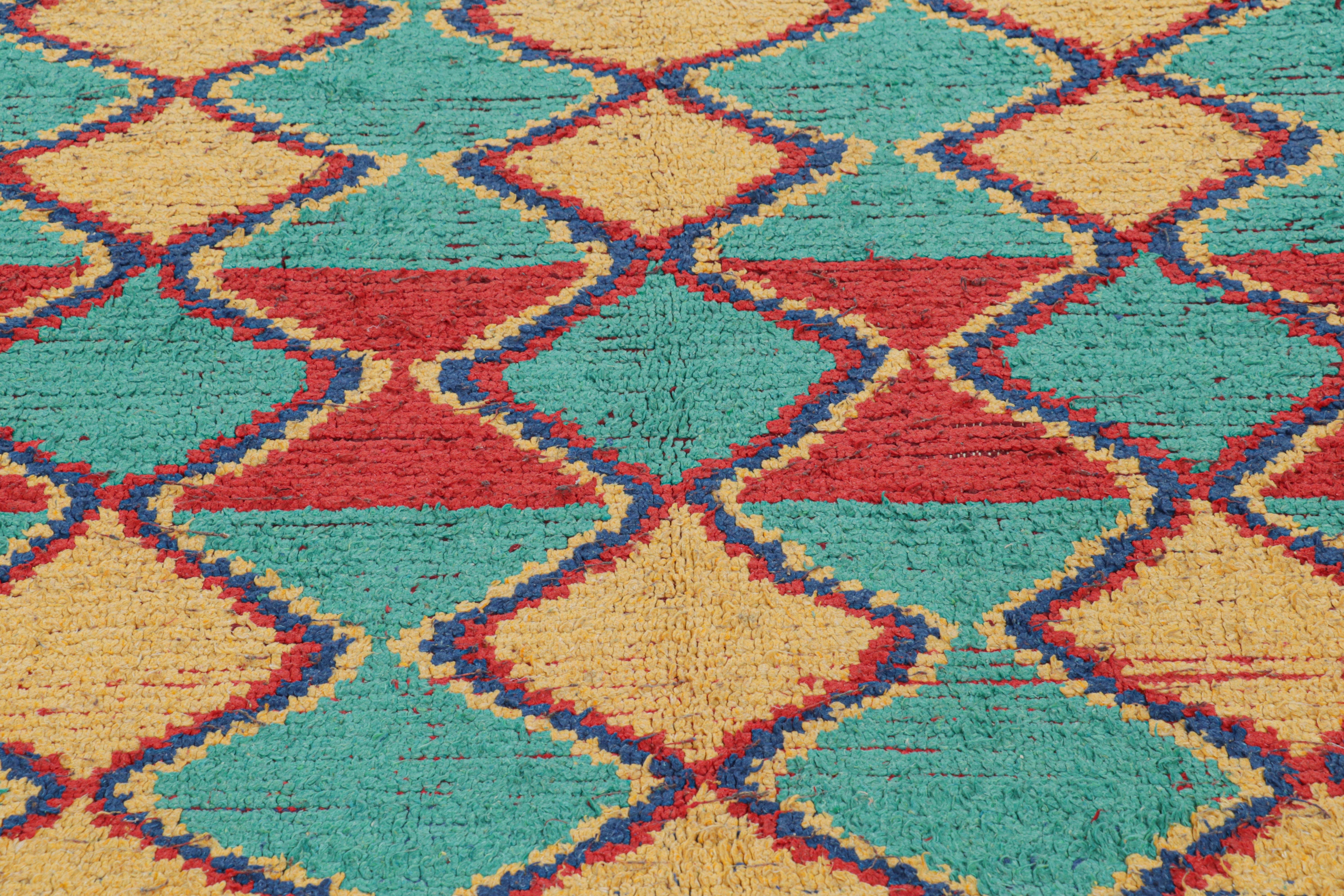 Hand-Knotted Vintage Moroccan Rug with Polychromatic Diamond Patterns, from Rug & Kilim For Sale