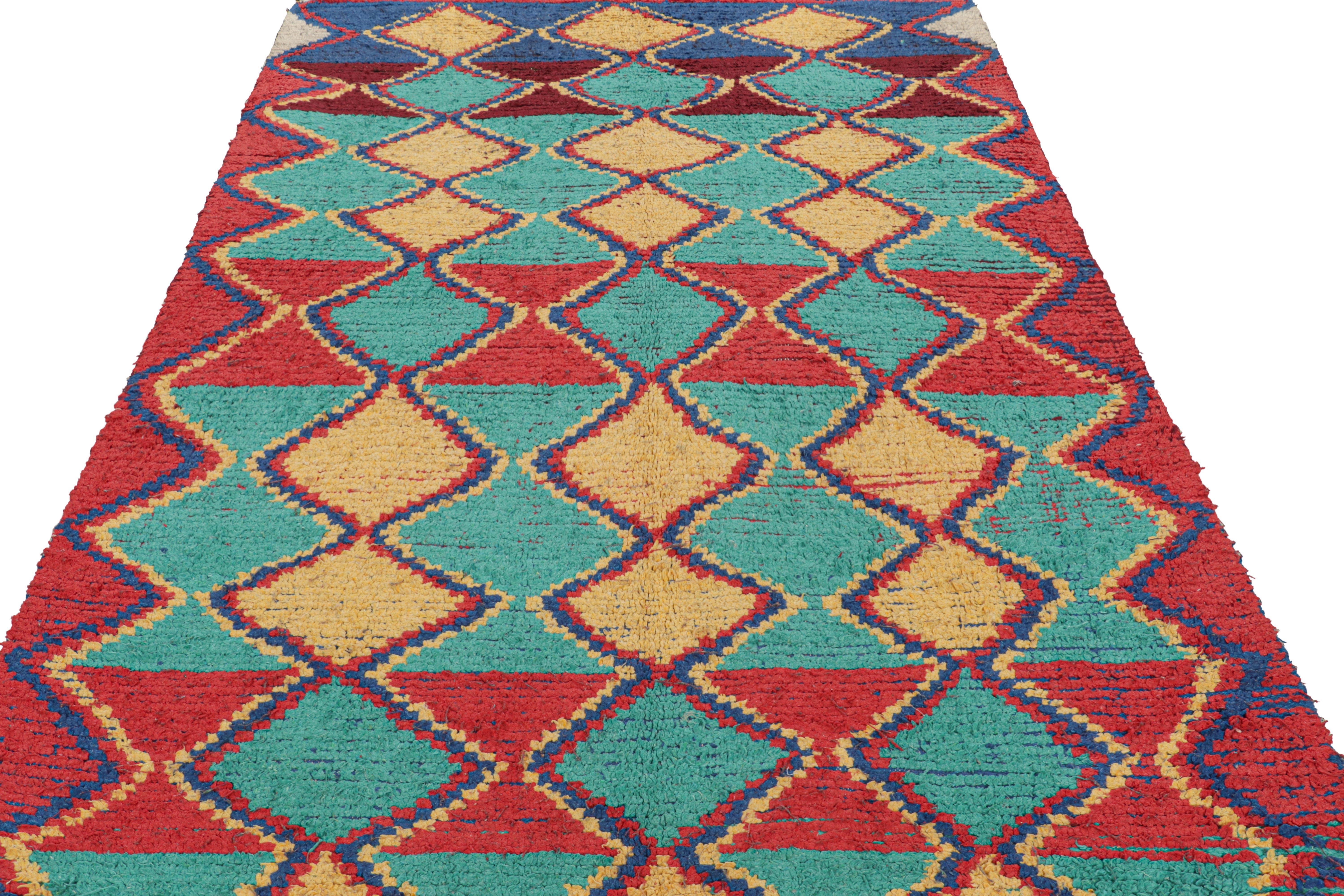 Mid-20th Century Vintage Moroccan Rug with Polychromatic Diamond Patterns, from Rug & Kilim For Sale