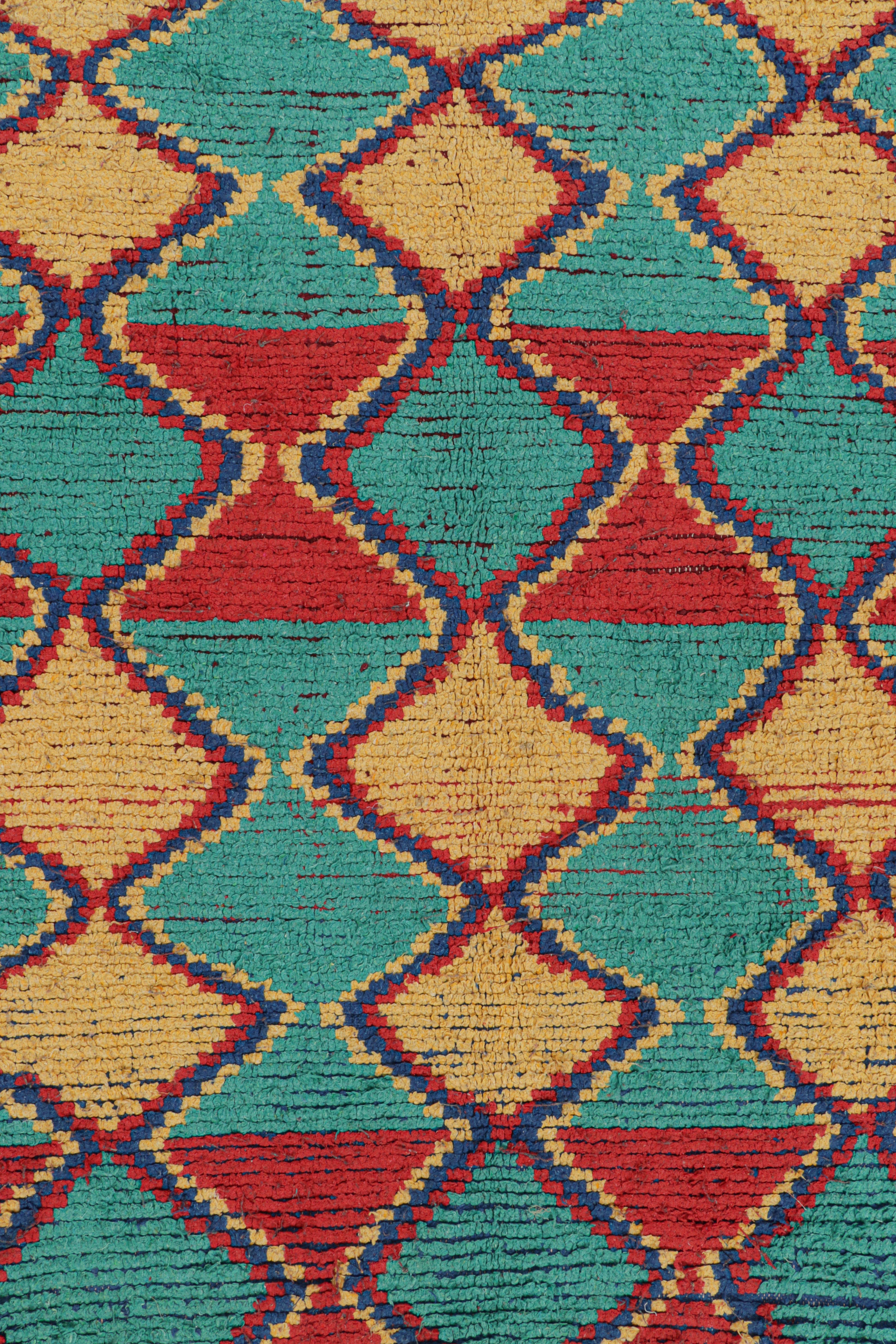 Wool Vintage Moroccan Rug with Polychromatic Diamond Patterns, from Rug & Kilim For Sale