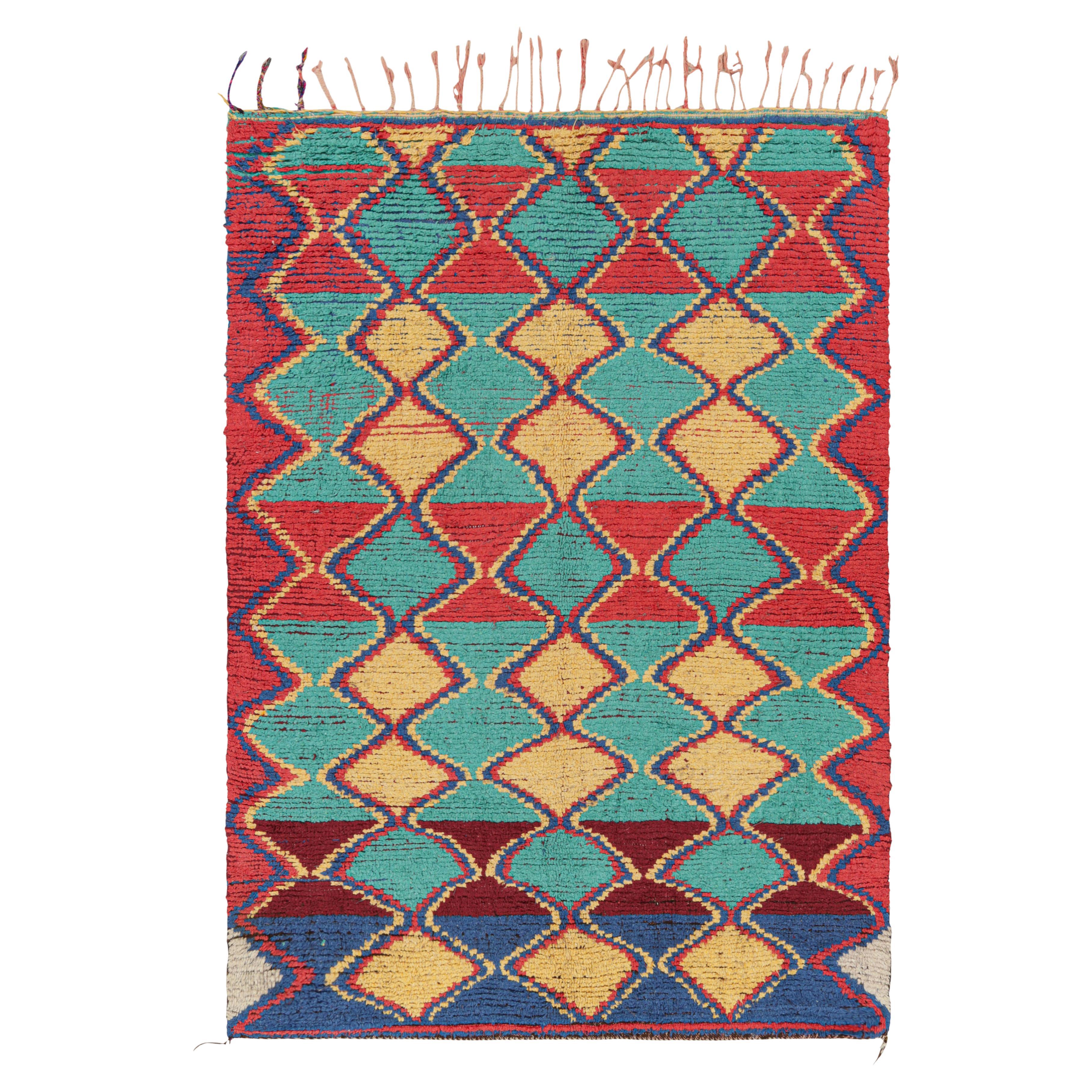 Vintage Moroccan Rug with Polychromatic Diamond Patterns, from Rug & Kilim