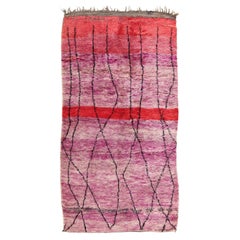 Vintage Moroccan Rug with Purple and Red with Charcoal Lines in Modern Design
