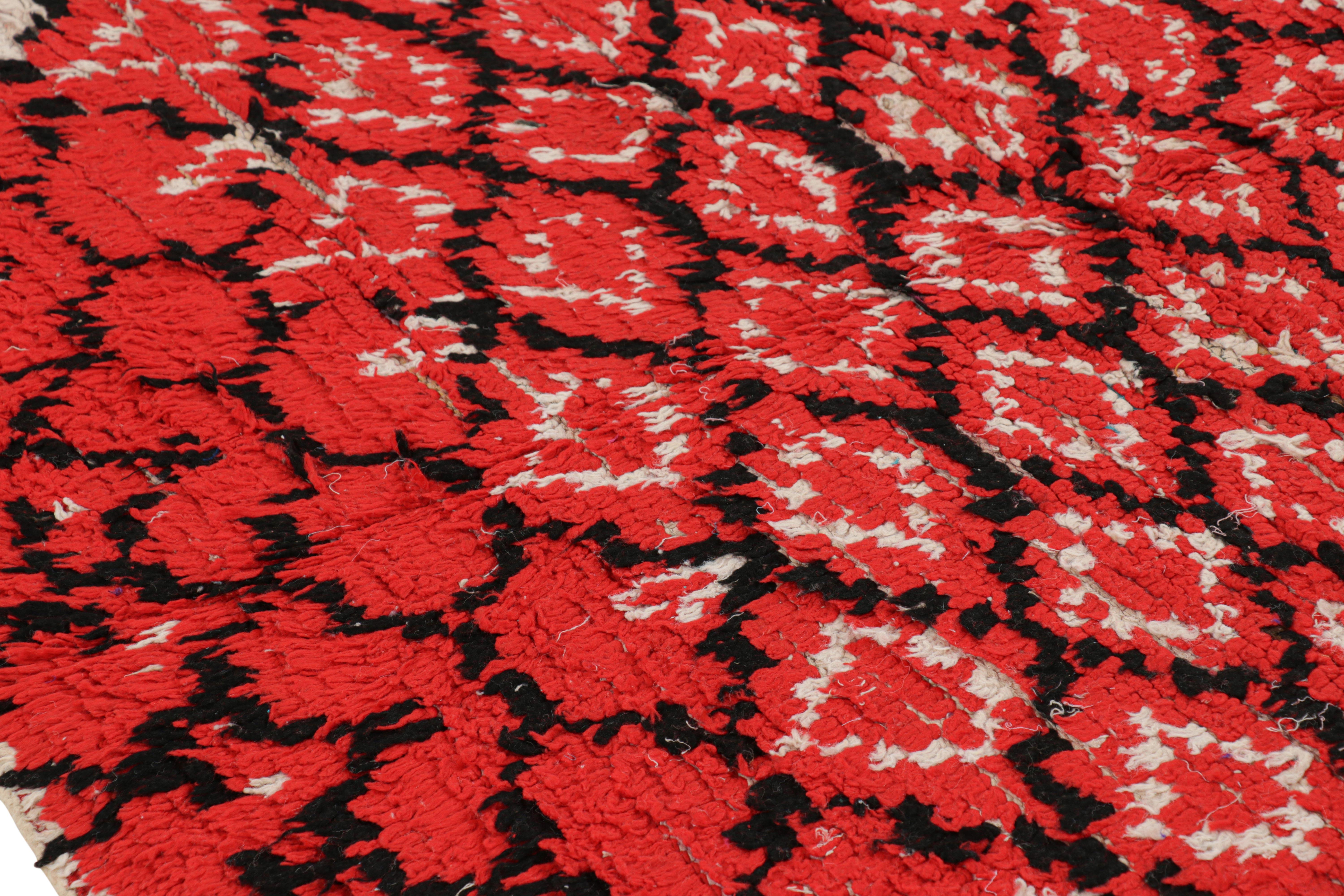 Hand-Knotted Vintage Moroccan Rug with Red, Black and White Diamond Patterns  Rug & Kilim For Sale