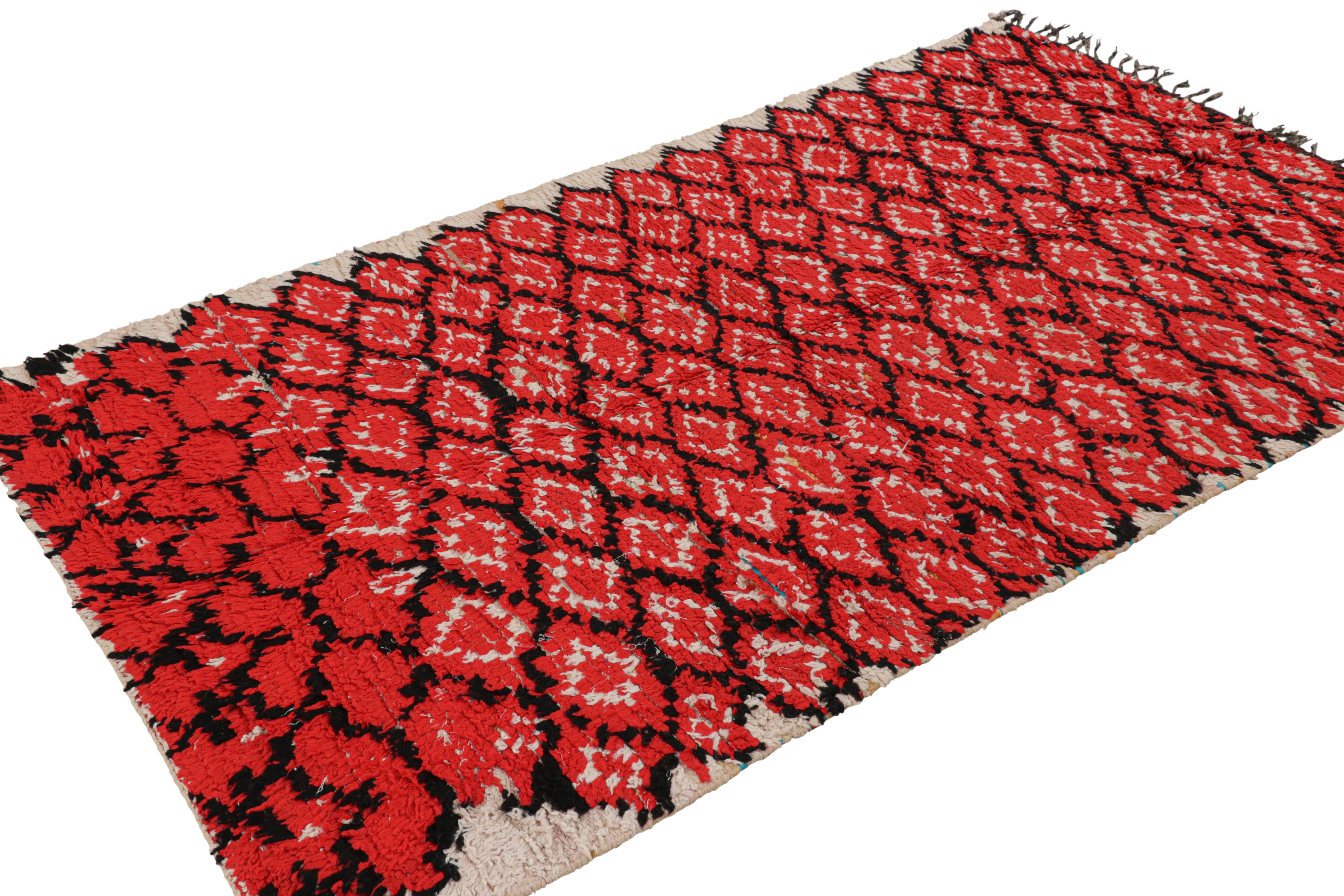 Mid-20th Century Vintage Moroccan Rug with Red, Black and White Diamond Patterns  Rug & Kilim For Sale