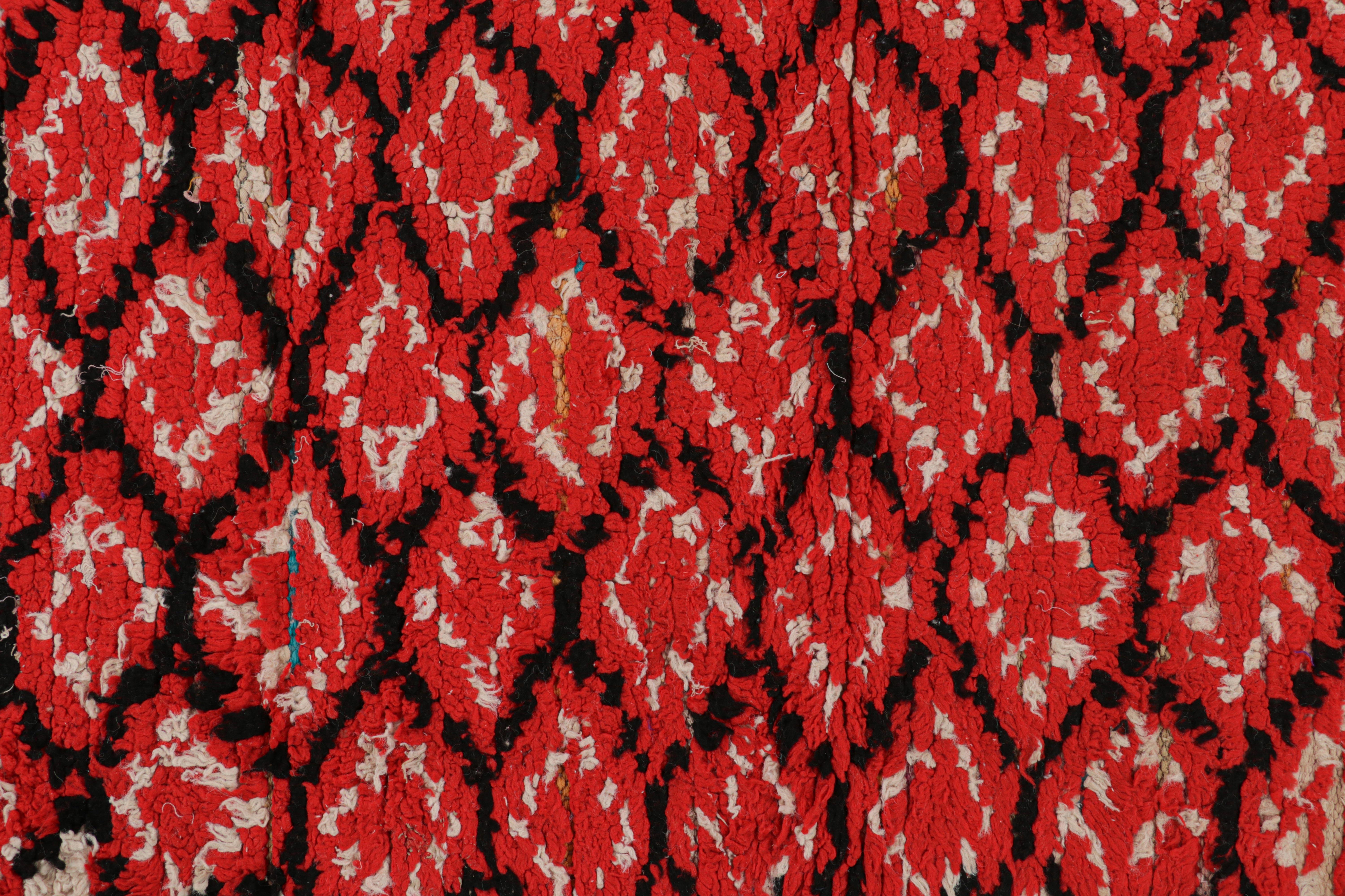 Wool Vintage Moroccan Rug with Red, Black and White Diamond Patterns  Rug & Kilim For Sale