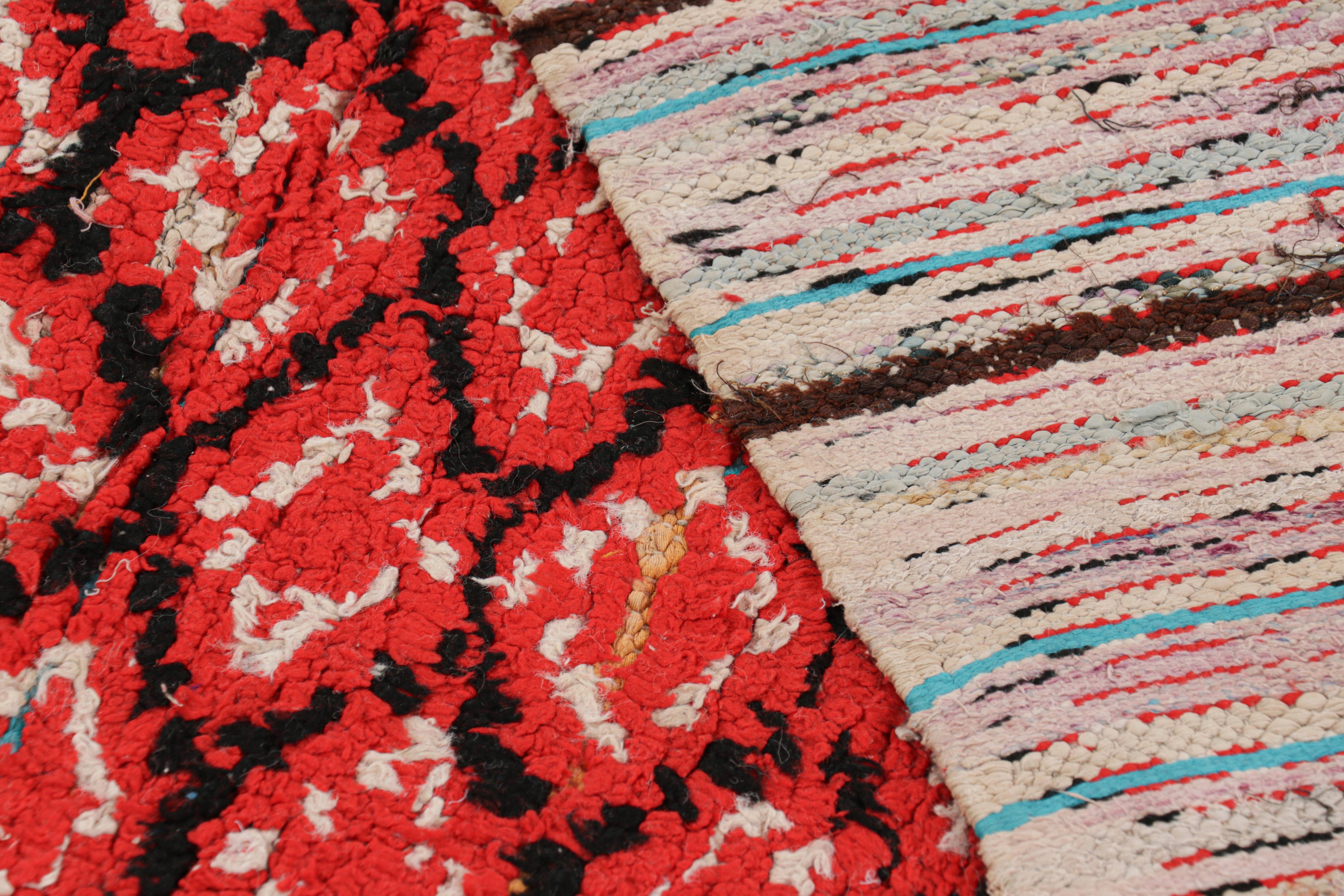 Vintage Moroccan Rug with Red, Black and White Diamond Patterns  Rug & Kilim For Sale 1