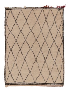 Tappeto marocchino vintage con griglia tribale a rombi in beige e nero - Rug & Kilim