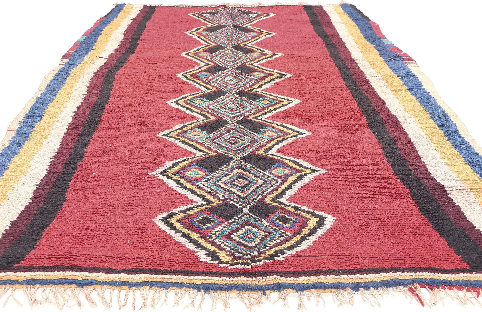 Hand-Knotted Vintage Red Moroccan Rug with Tribal Style by Berber Tribes of Morocco For Sale