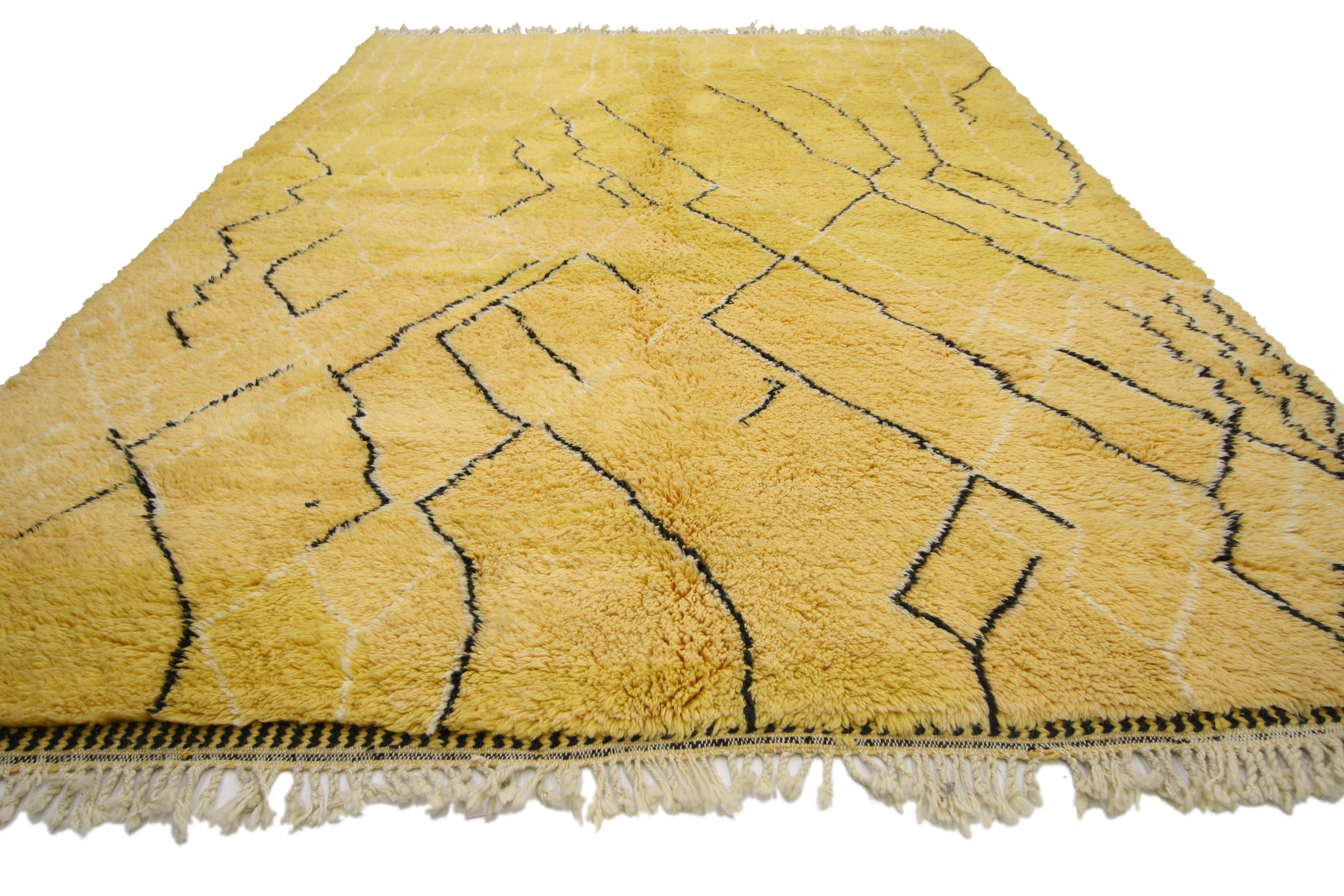 Vintage Moroccan Rug with Tribal Style, Citrine Yellow Berber Moroccan Rug In Good Condition In Dallas, TX