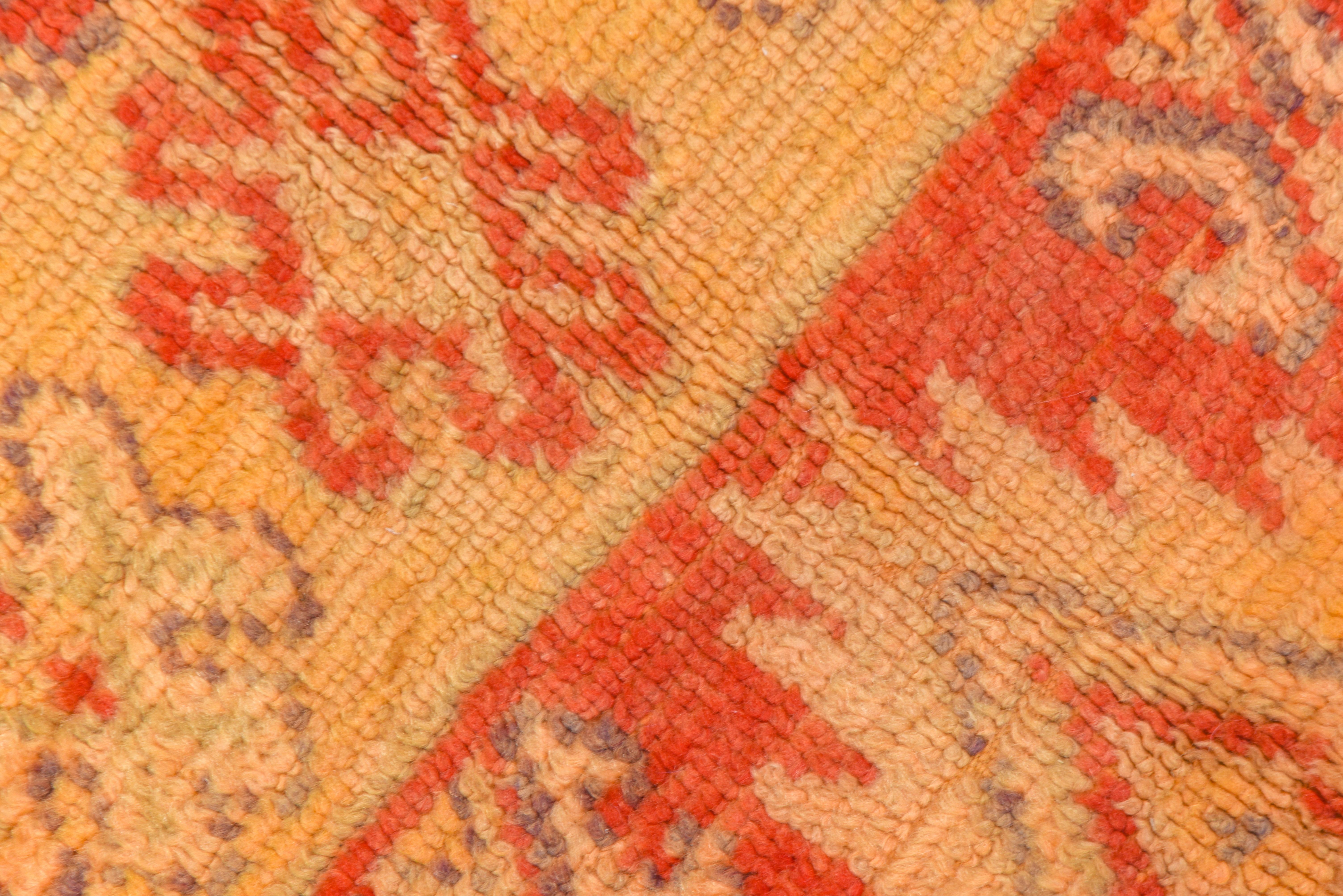 Vintage Moroccan Rug, Yellow and Red Field, Bright Colors In Good Condition For Sale In New York, NY