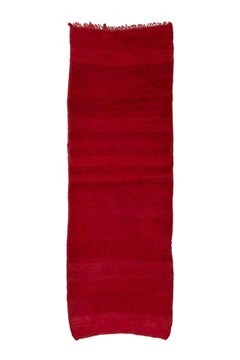 Vintage Moroccan Runner Crimson Red Wool with Tonal Abrash