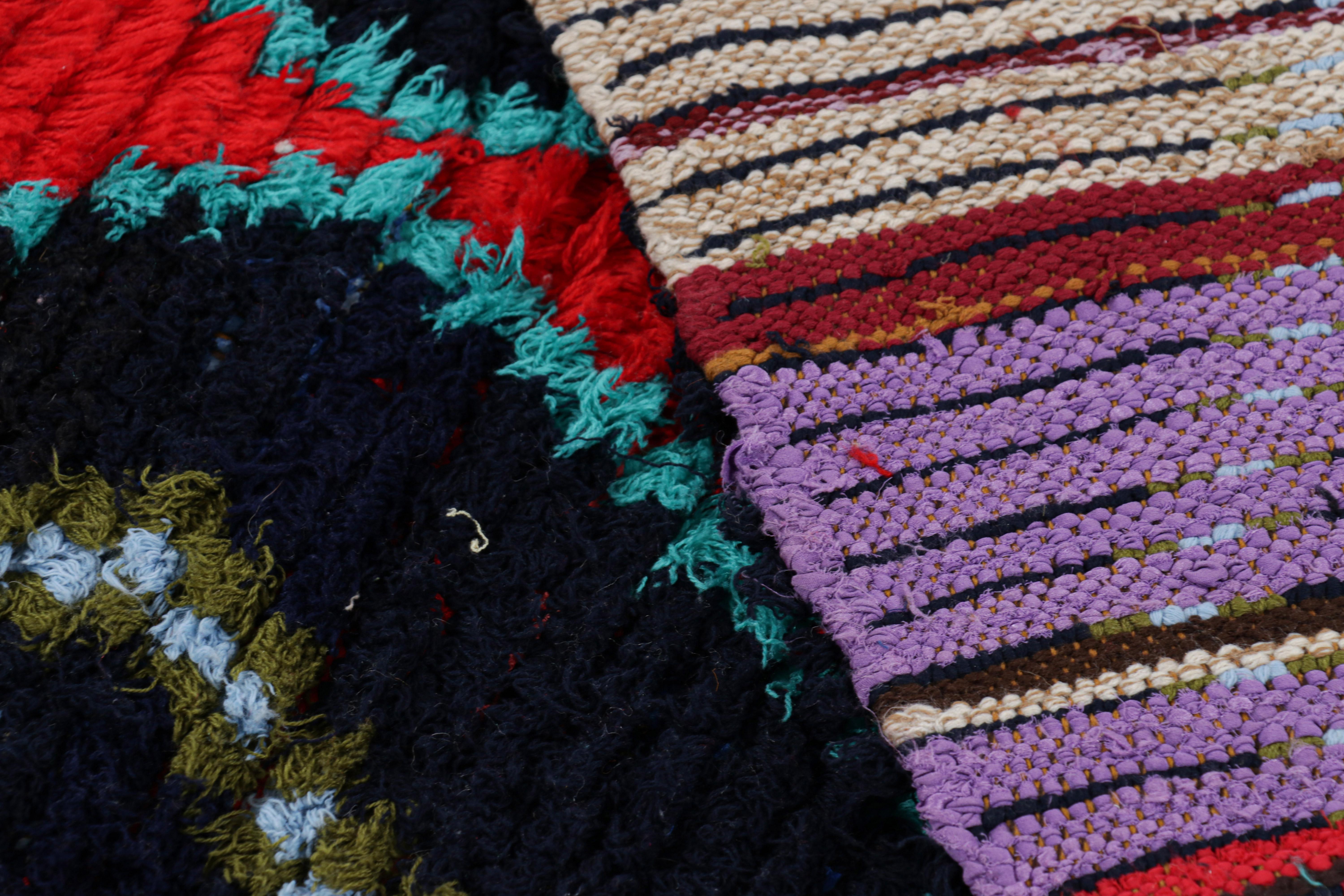 Vintage Moroccan Runner in Black with Red Diamond Medallions, from Rug & Kilim For Sale 1