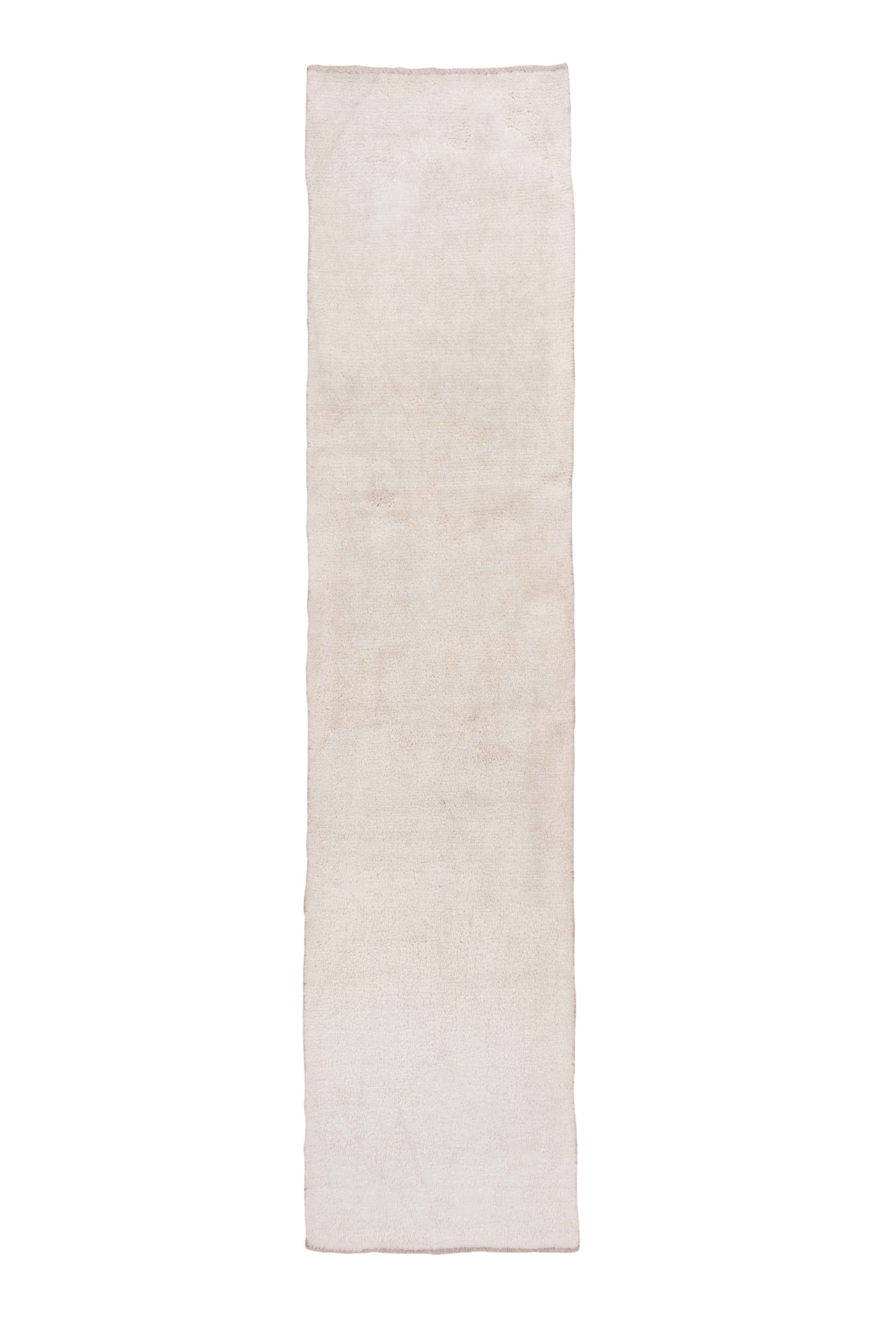 Alfombra Marroquí Vintage Lana Marfil con Textura Tonal Sutil en venta