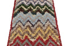 Vintage Moroccan Runner Rag Rug with Multicolor Chevron Patterns - Rug & Kilim