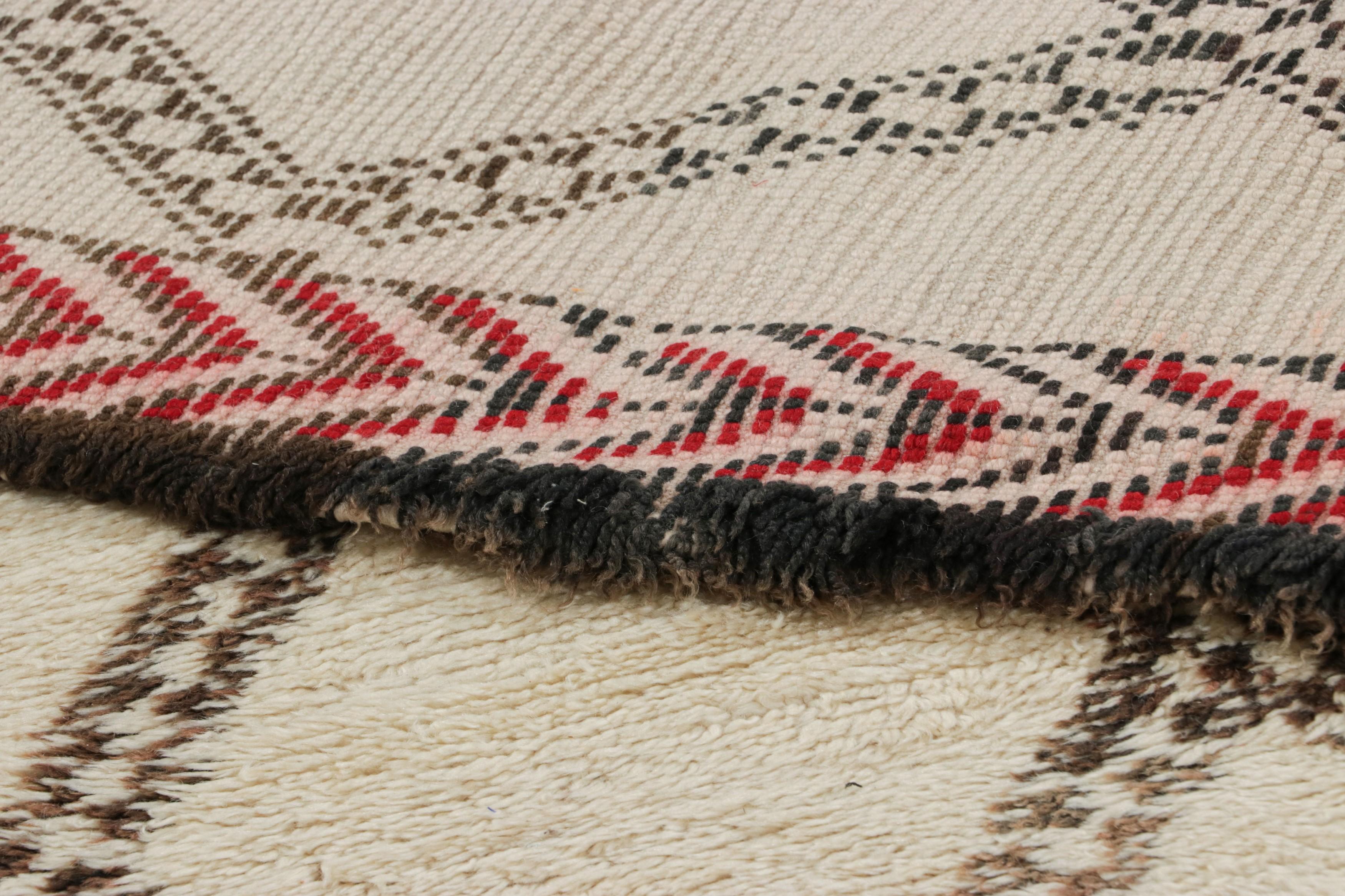 Vintage Marokkanischer Läufer, Creme & Braun mit Rautenmustern - Rug & Kilim (Wolle) im Angebot