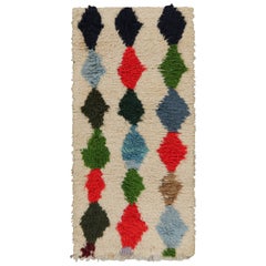Vintage Moroccan Runner Rug in Beige with Diamond Patterns, from Rug & Kilim