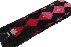 Vintage Moroccan Runner Rug in Black with Geometric Patterns, from Rug & Kilim