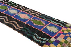 Vintage Moroccan Runner Rug in Blue with Lozenge Medallions, from Rug & Kilim
