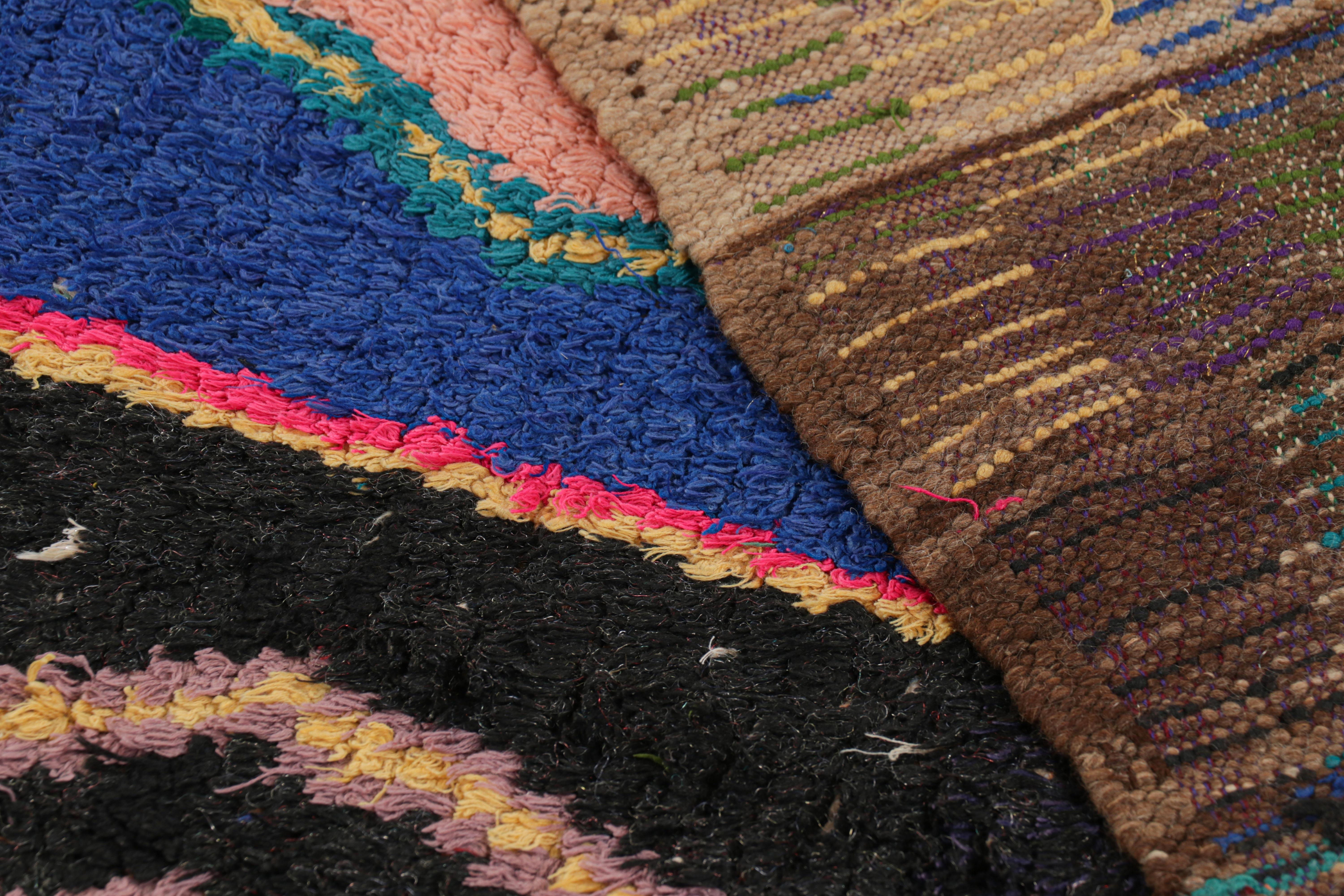 Vintage Moroccan Runner Rug in Blue with Lozenge Medallions, from Rug & Kilim For Sale 1