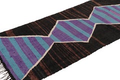Vintage Moroccan Runner Rug in Brown with Lozenges and Stripes  Rug & Kilim