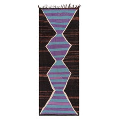 Marokkanischer Vintage-Läufer in Brown mit Rauten und Streifen  Rug & Kilim