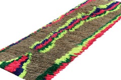 Vintage Moroccan Runner Rug in Brown, Yellow and Pink Tones - Rug & Kilim