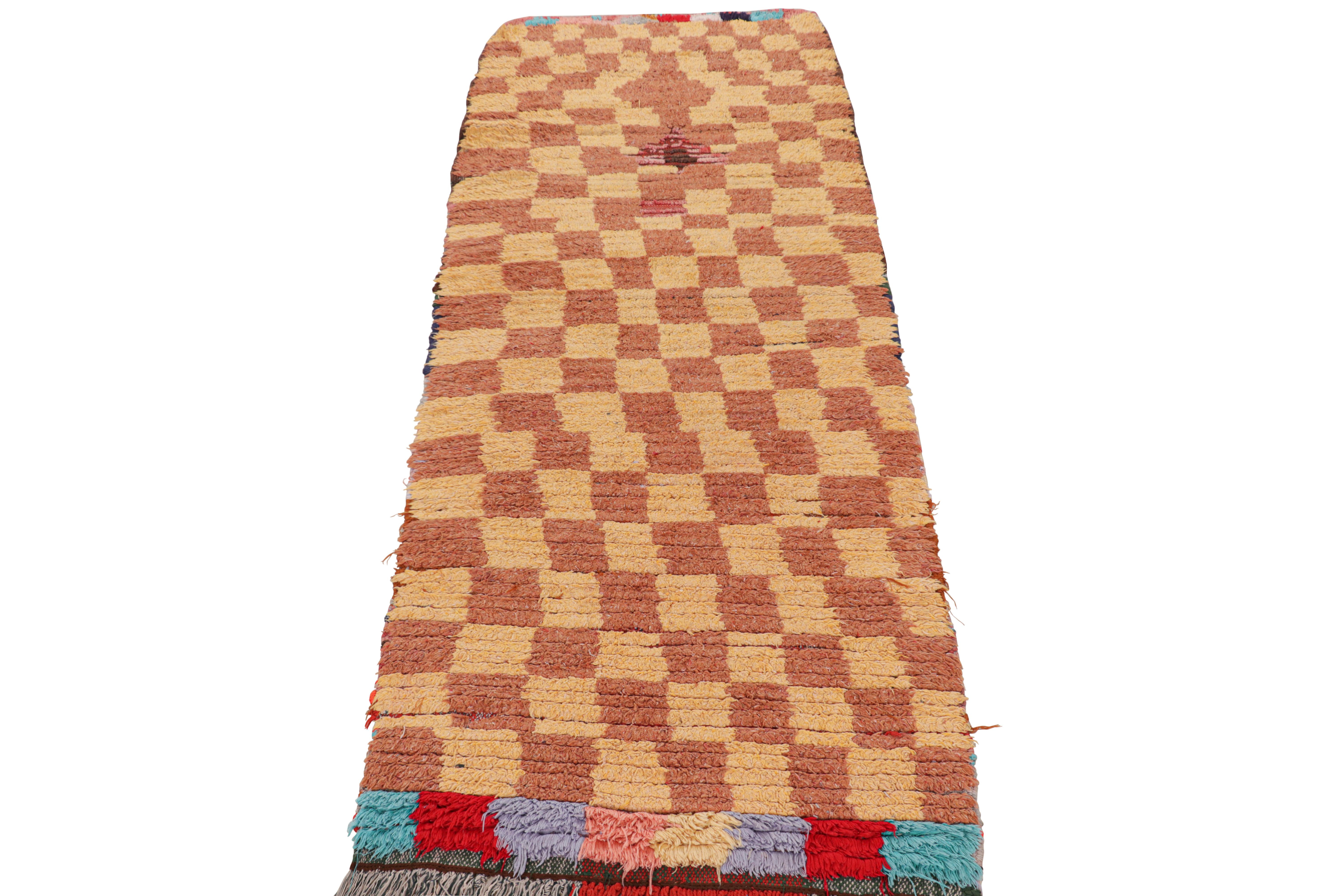 Vintage Moroccan Runner Rug in Checkerboard Geometric Pattern, from Rug & Kilim In Good Condition For Sale In Long Island City, NY