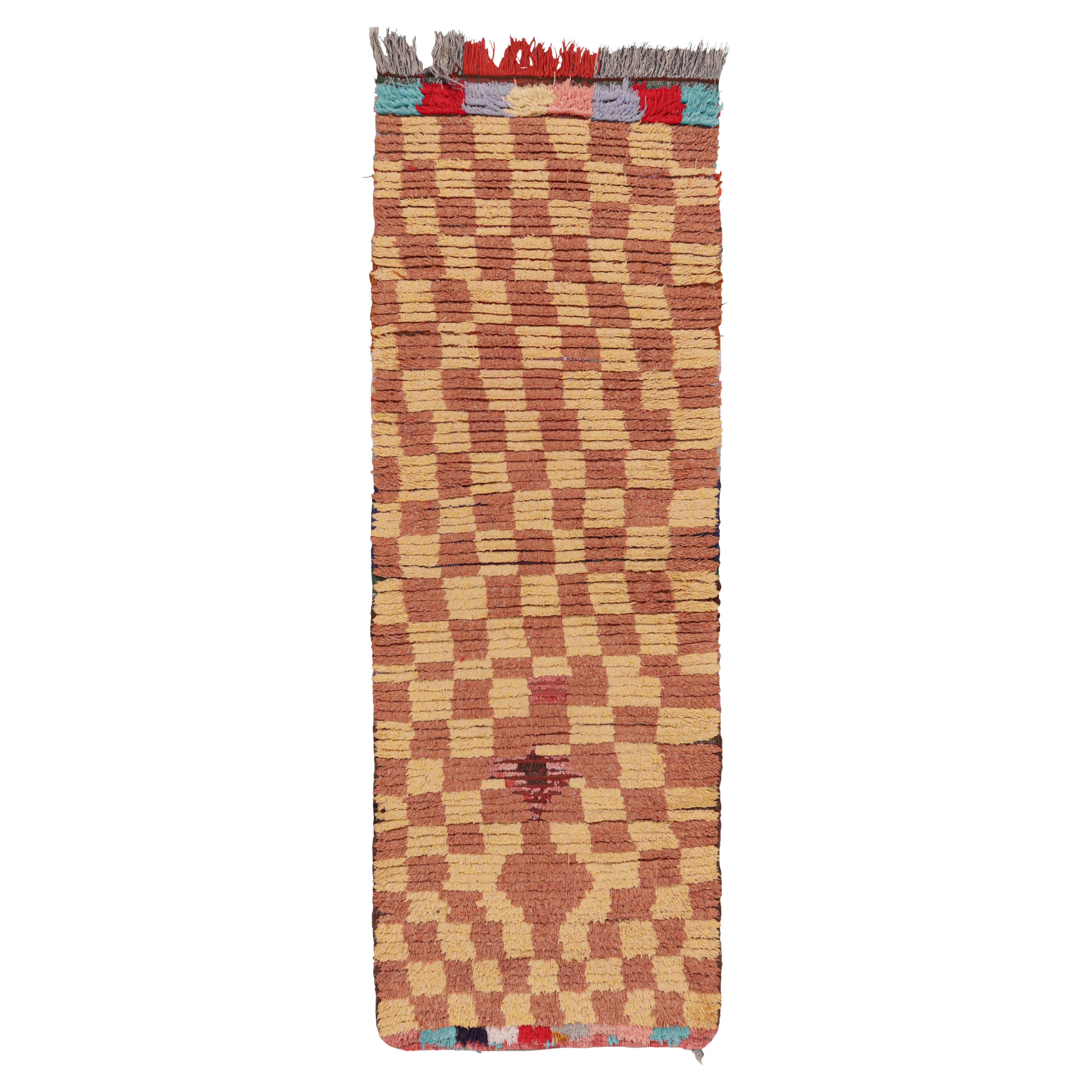 Vintage Moroccan Runner Rug in Checkerboard Geometric Pattern, from Rug & Kilim For Sale