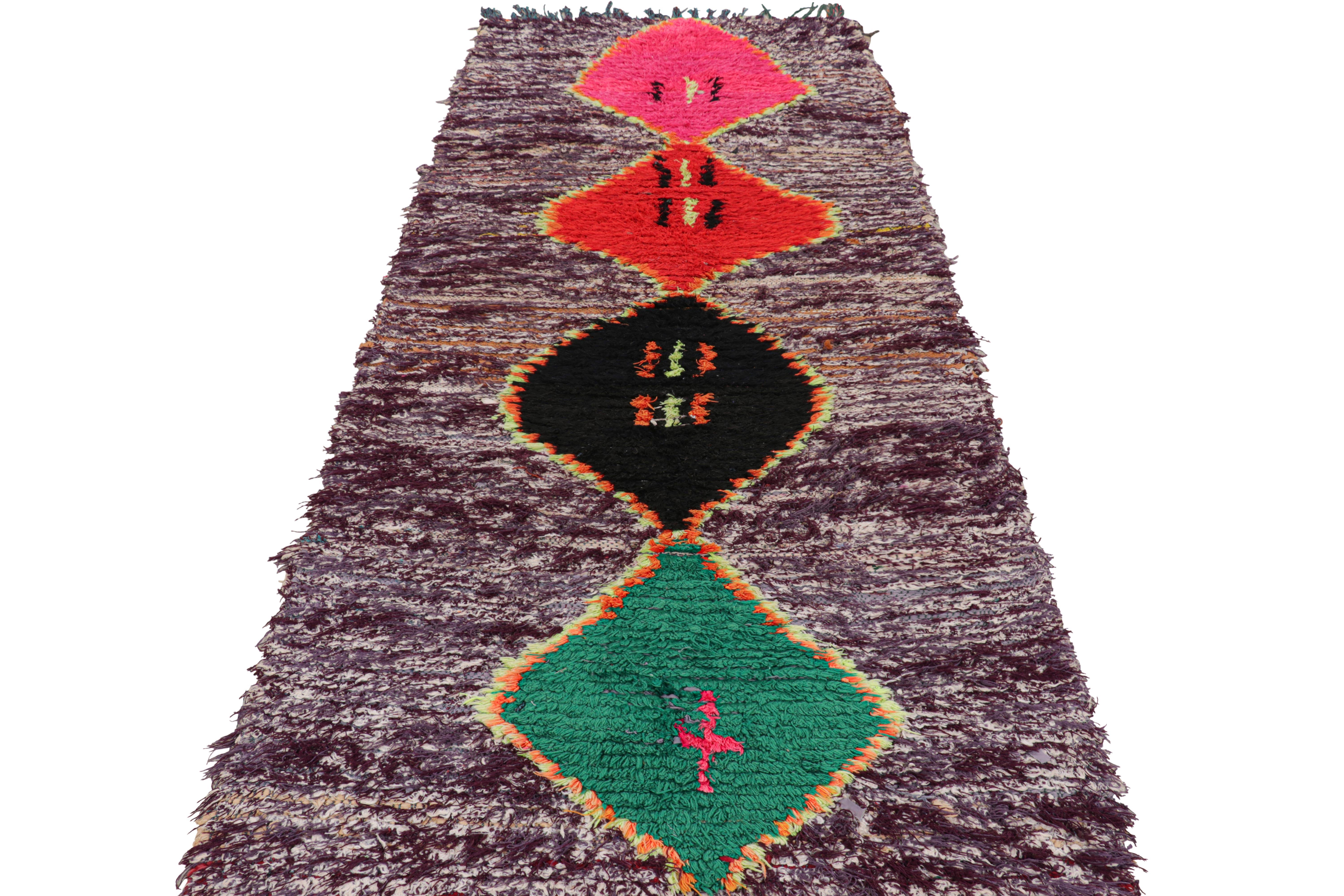 Vintage Moroccan Runner Rug in Mauve with Diamond Medallions, from Rug & Kilim In Good Condition For Sale In Long Island City, NY