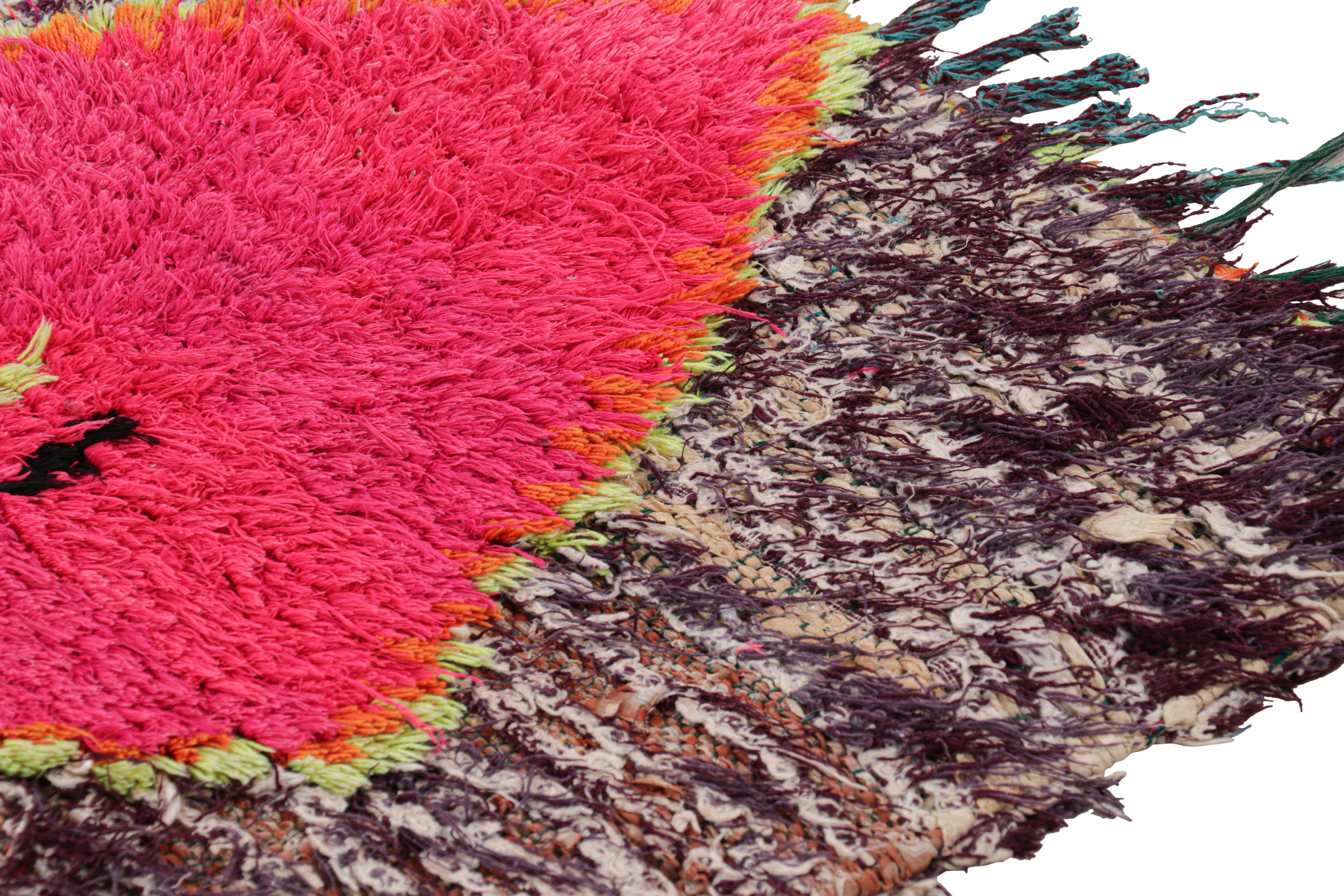 Wool Vintage Moroccan Runner Rug in Mauve with Diamond Medallions, from Rug & Kilim For Sale