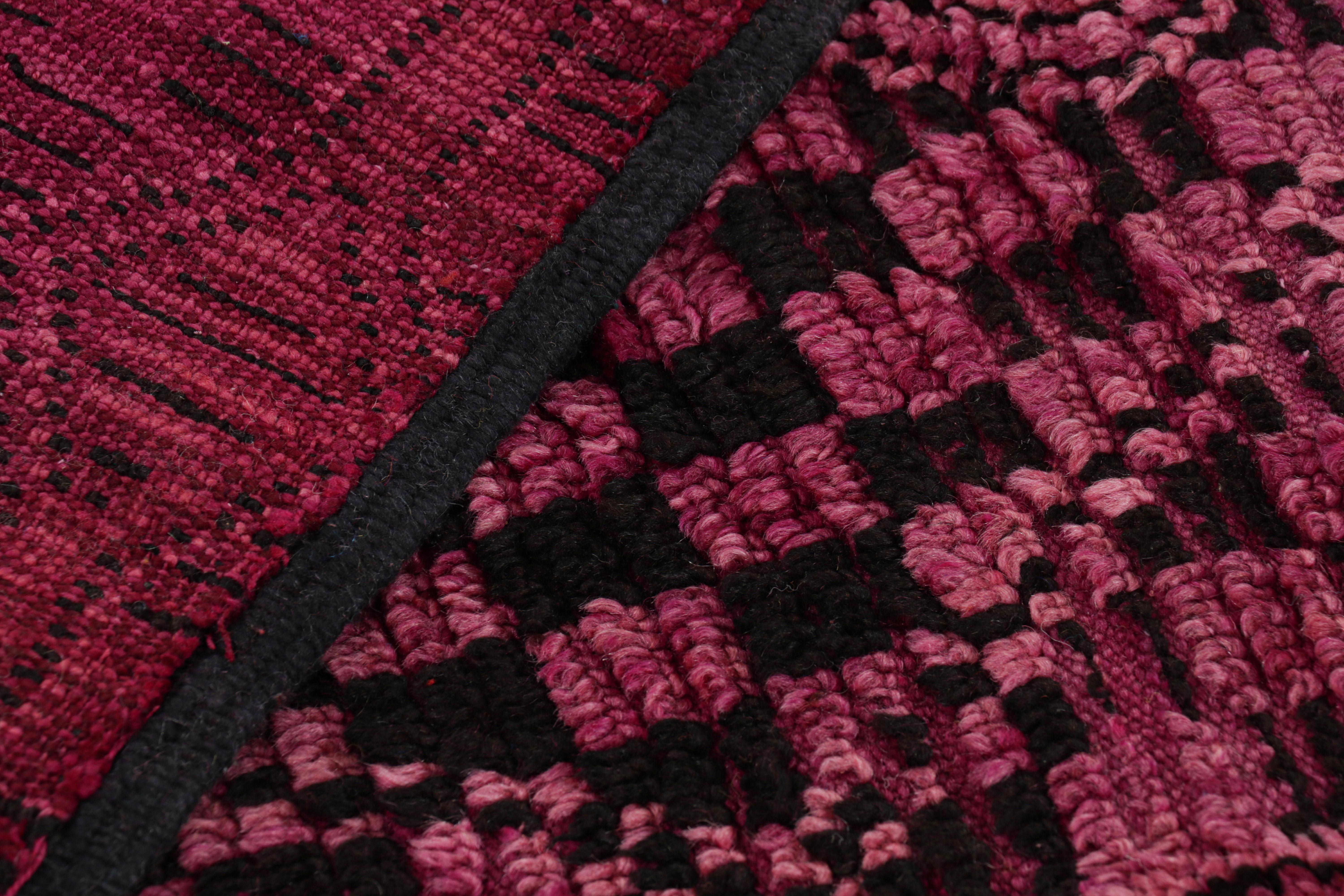 Vintage Moroccan Runner Rug in Pink with Black Diamond Patterns  Rug & Kilim For Sale 2