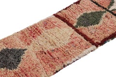 Vintage Moroccan Runner Rug in Pink with Diamond Medallions - Rug & Kilim