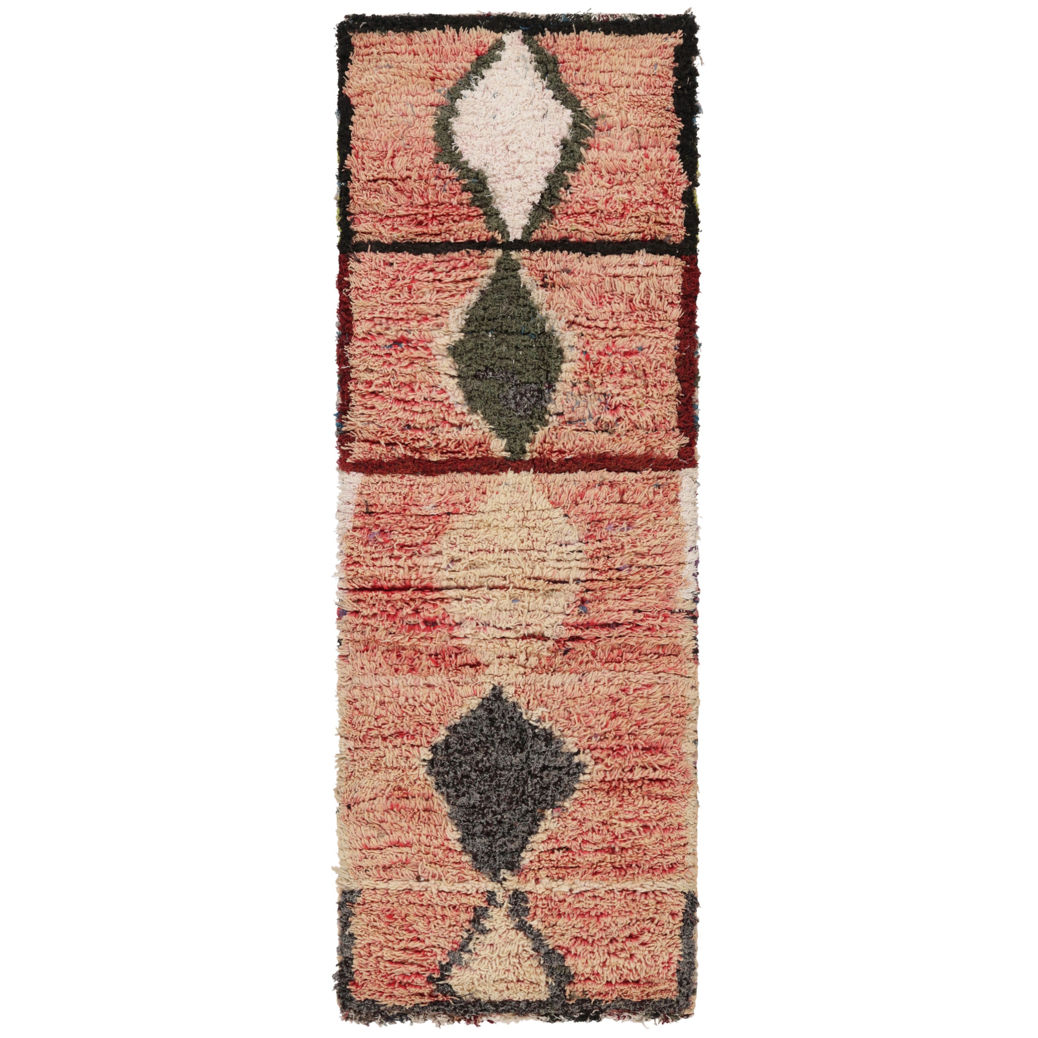 Tappeto marocchino vintage in rosa con medaglioni a diamante - Rug & Kilim