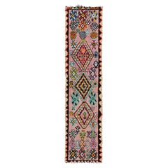 Vintage Moroccan Runner Rug in Pink with Geometric Patterns, from Rug & Kilim
