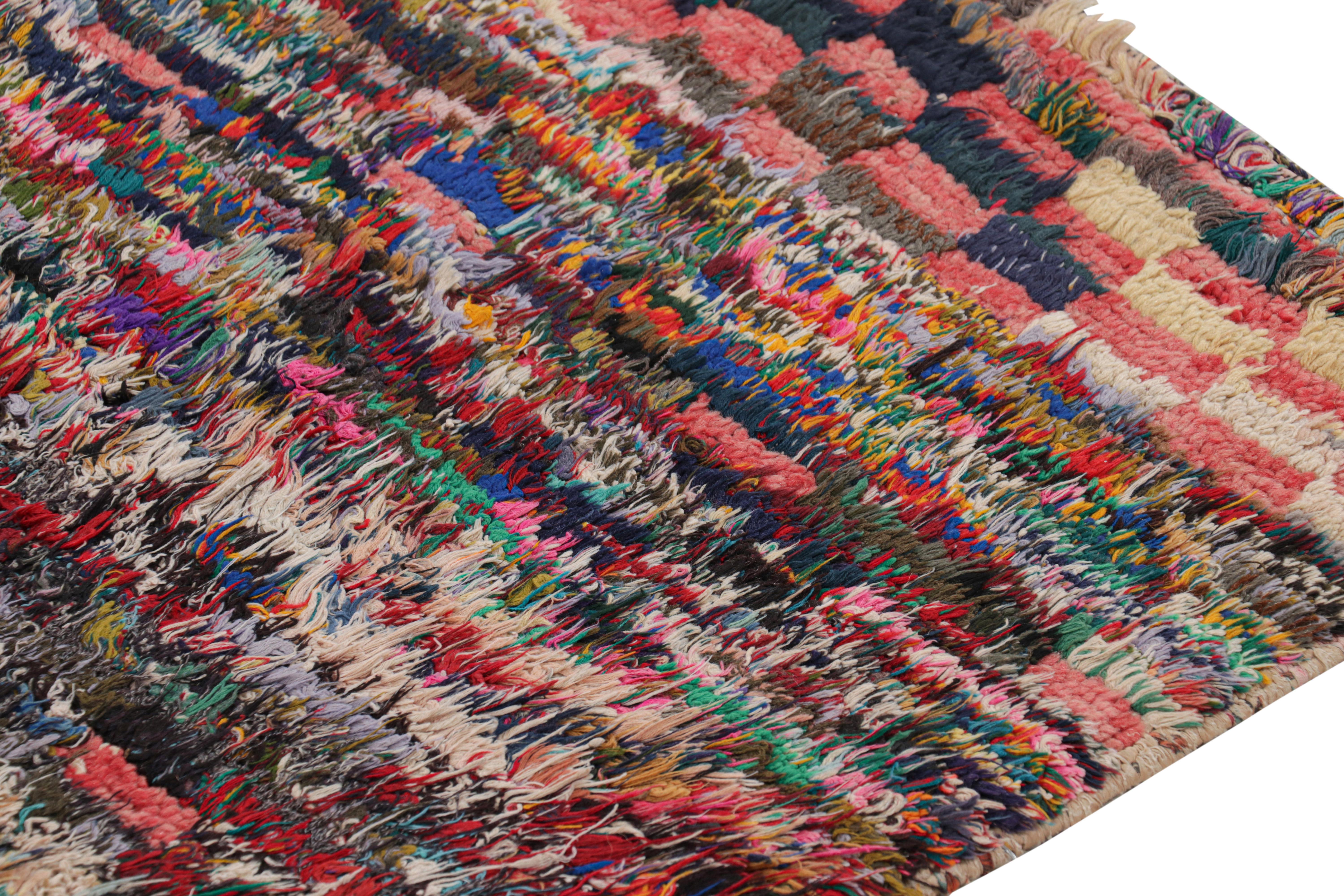 Mid-20th Century Vintage Moroccan Runner Rug in Polychromatic Geometric Pattern, from Rug & Kilim For Sale