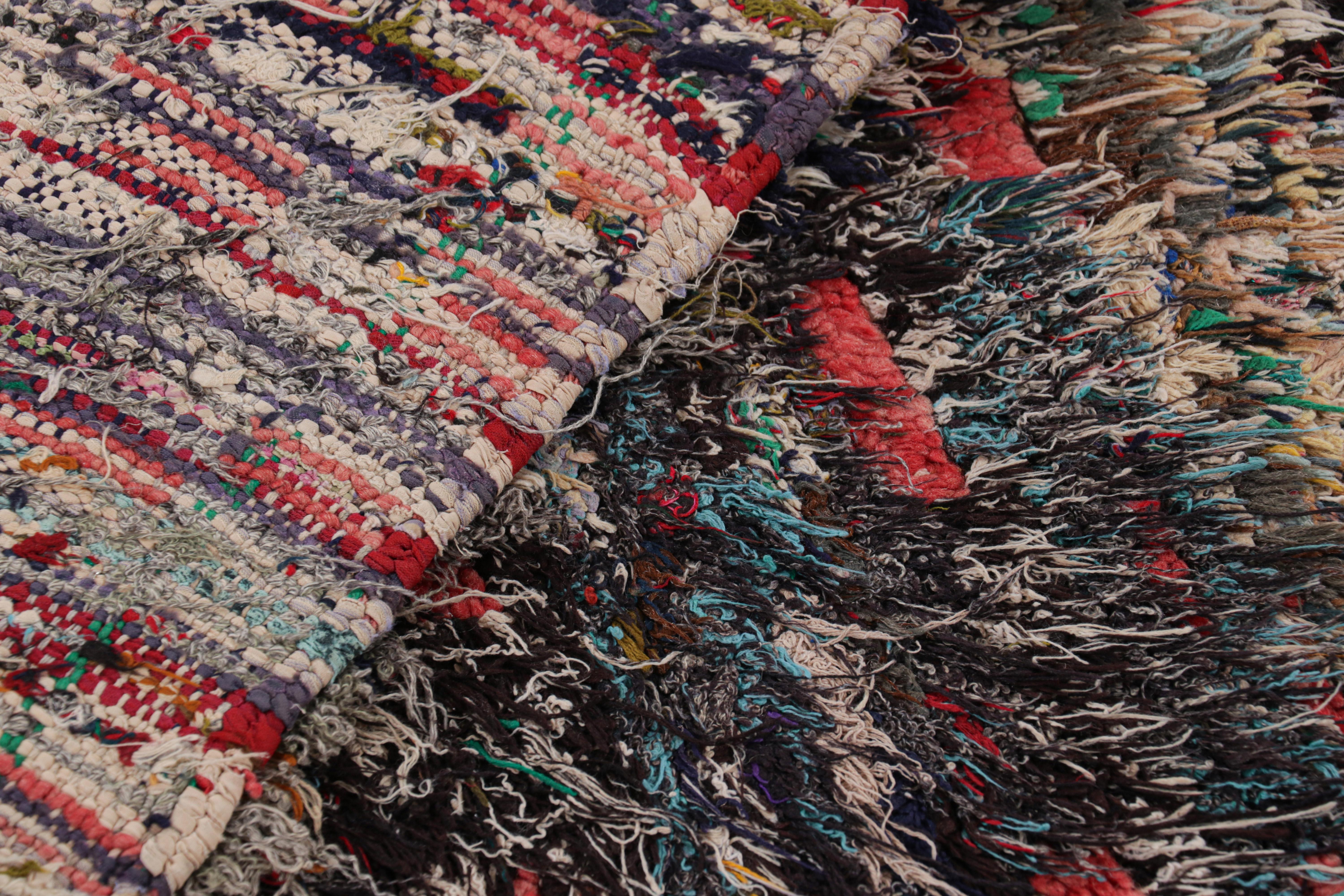 Wool Vintage Moroccan Runner Rug in Polychromatic Geometric Pattern, from Rug & Kilim For Sale