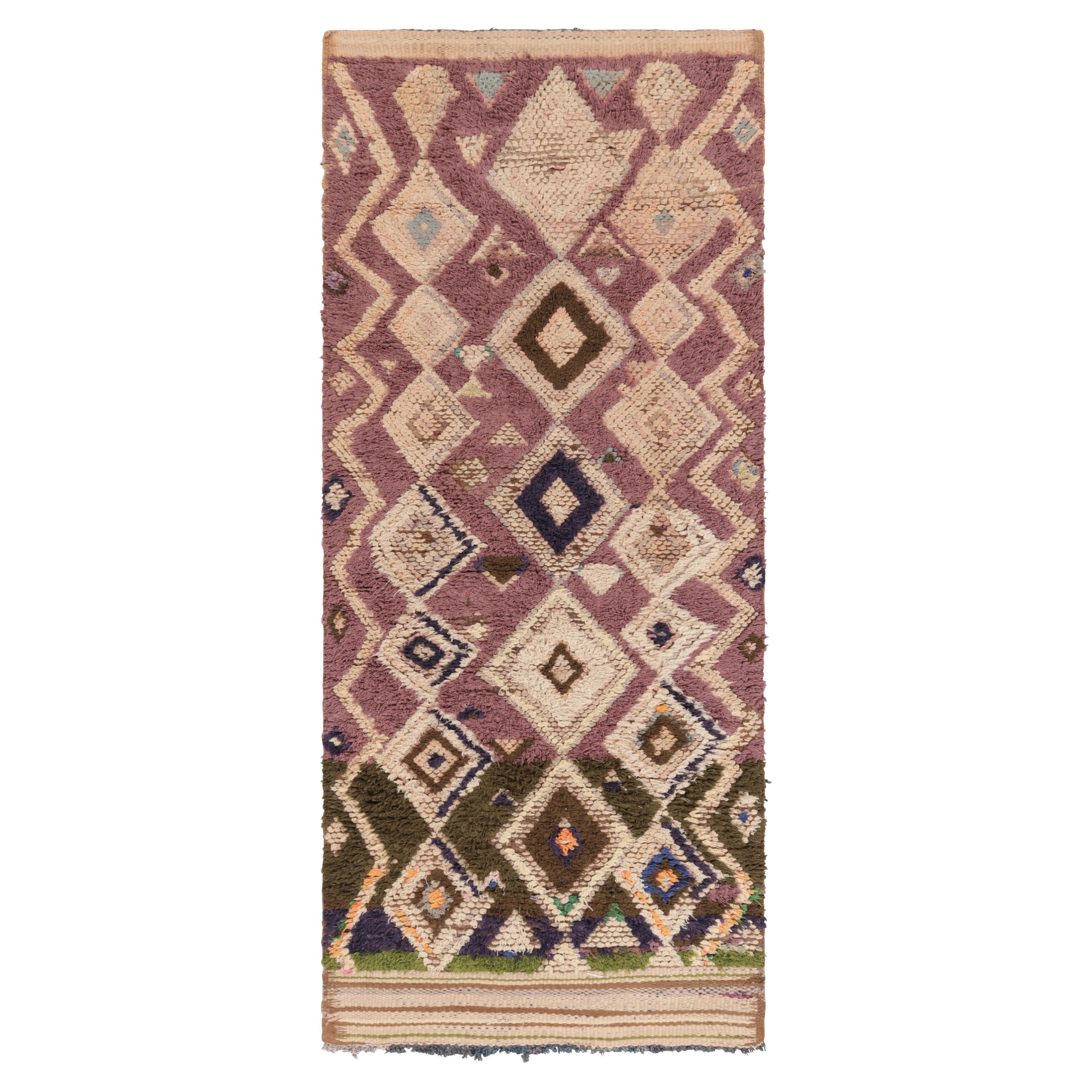 Tappeto marocchino vintage in viola con motivo a reticolo di diamanti - Rug & Kilim