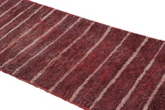 Vintage Moroccan Runner Rug in Red with Geometric Striped Patterns - Rug & Kilim