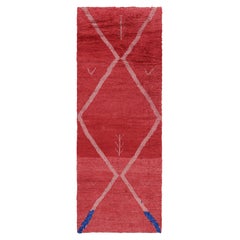 Vintage Moroccan Runner Rug in Red with Pink Geometric Pattern, from Rug & Kilim