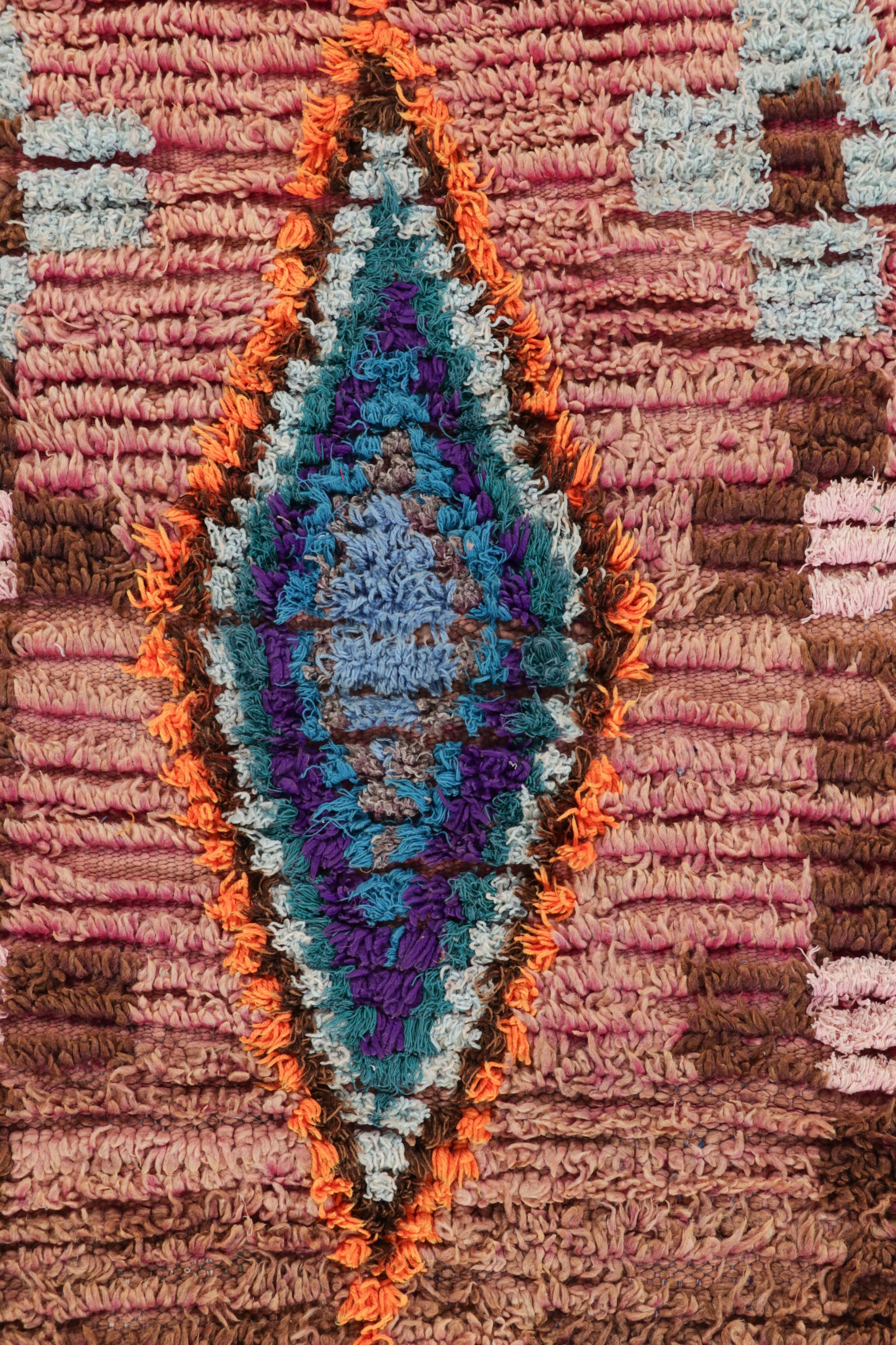 Marocchino Tappeto marocchino vintage, arancione e beige con motivo geometrico - Rug & Kilim in vendita