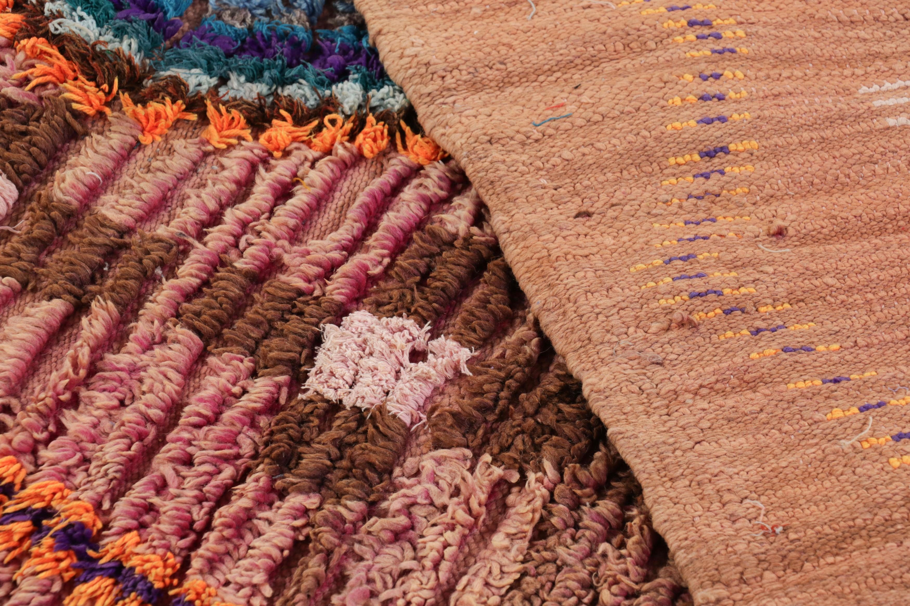 Lana Tappeto marocchino vintage, arancione e beige con motivo geometrico - Rug & Kilim in vendita