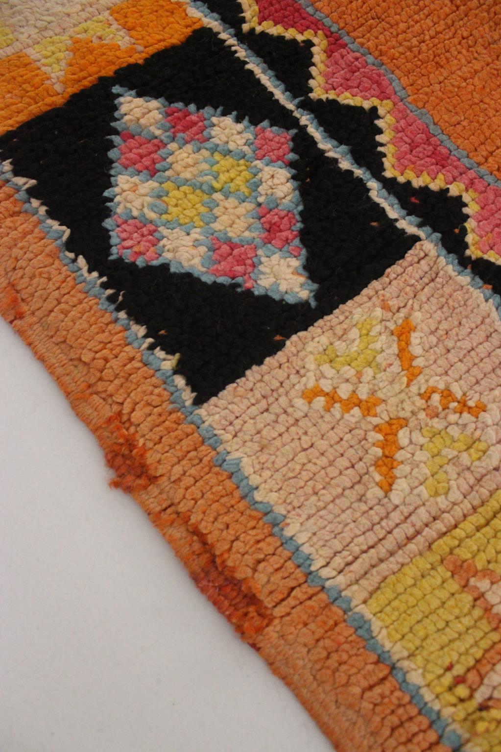 Vintage Moroccan runner rug - Orange/pink/blue - 3.6x11.3feet / 110x345cm For Sale 3
