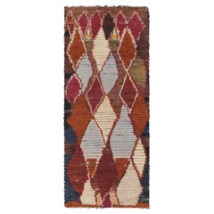 Vintage Moroccan Runner Rug, Polychromatic Geometric Patterns - Rug & Kilim