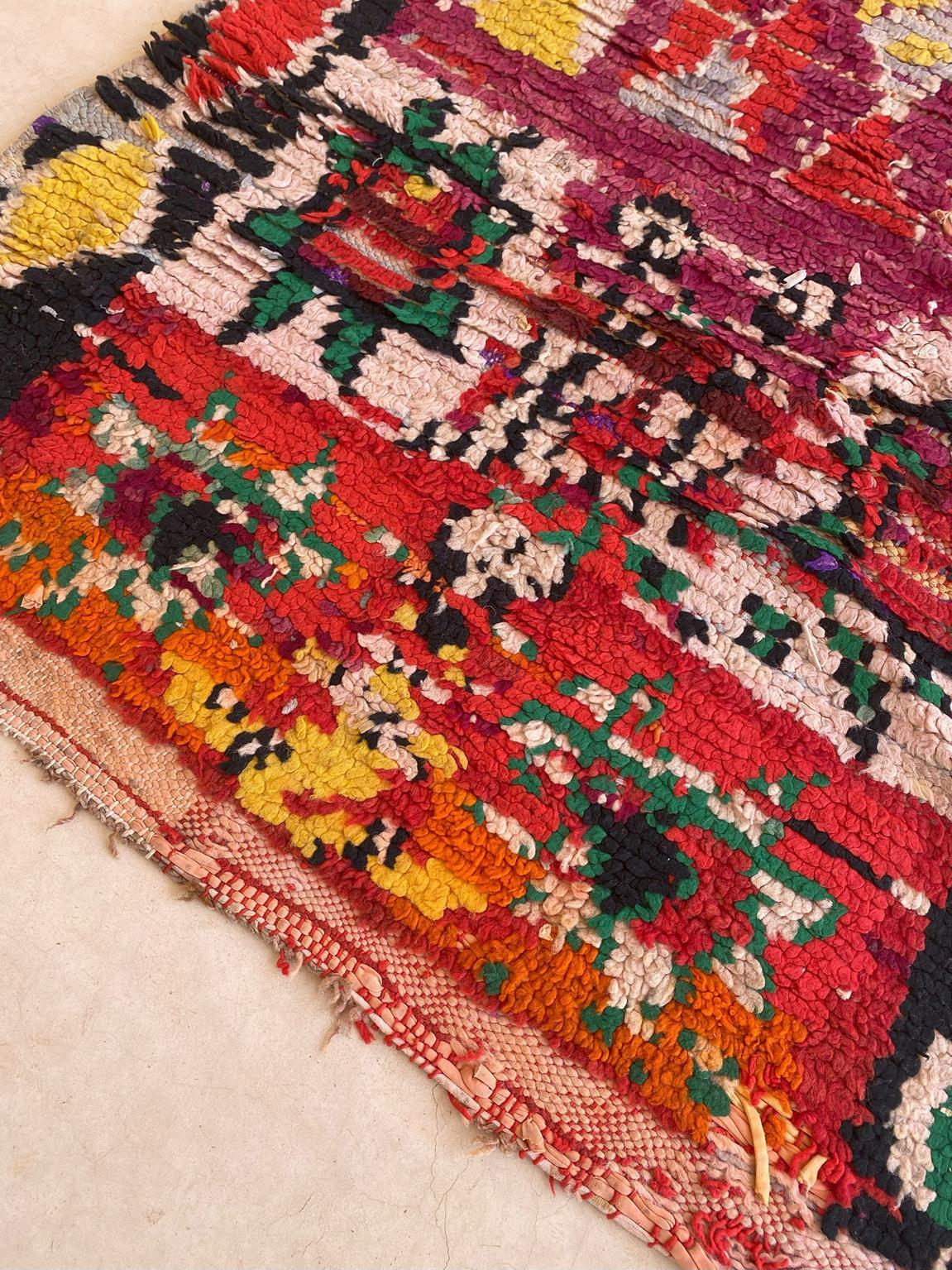 Vintage Moroccan runner rug - Purple/green/orange - 2.8x11.5feet / 87x352cm For Sale 5