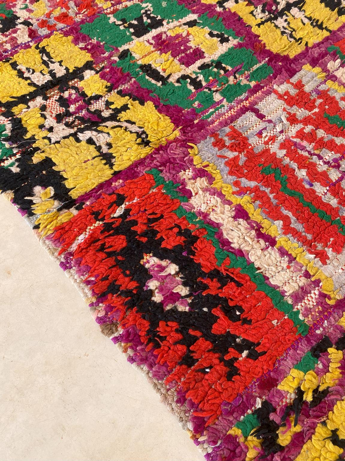 Vintage Moroccan runner rug - Purple/green/orange - 2.8x11.5feet / 87x352cm For Sale 2
