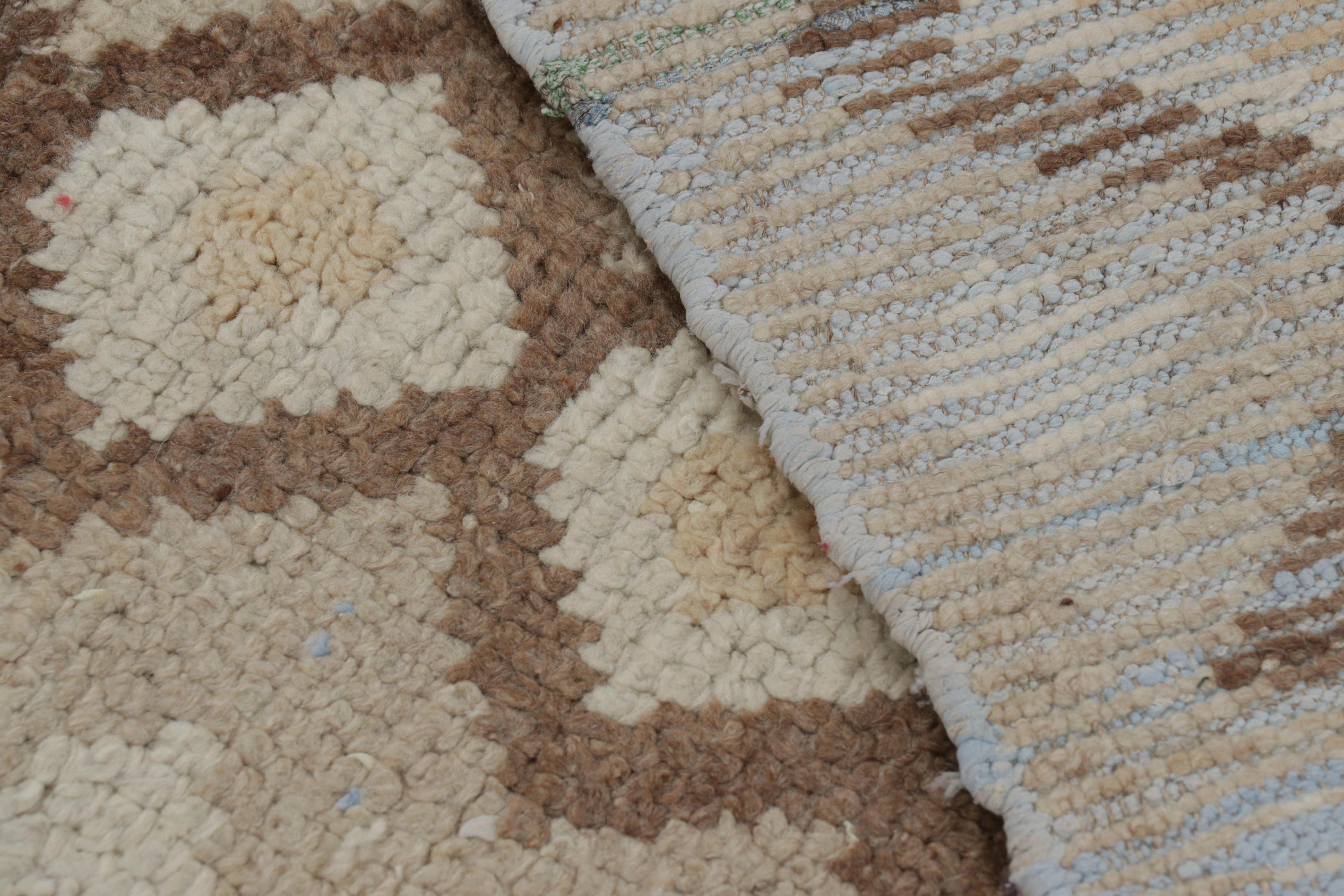 Vintage Moroccan Runner Rug with Beige-Brown Diamond Lozenges  Rug & Kilim For Sale 1