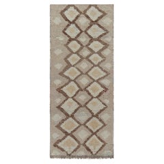 Vintage Moroccan Runner Rug with Beige-Brown Diamond Lozenges  Rug & Kilim