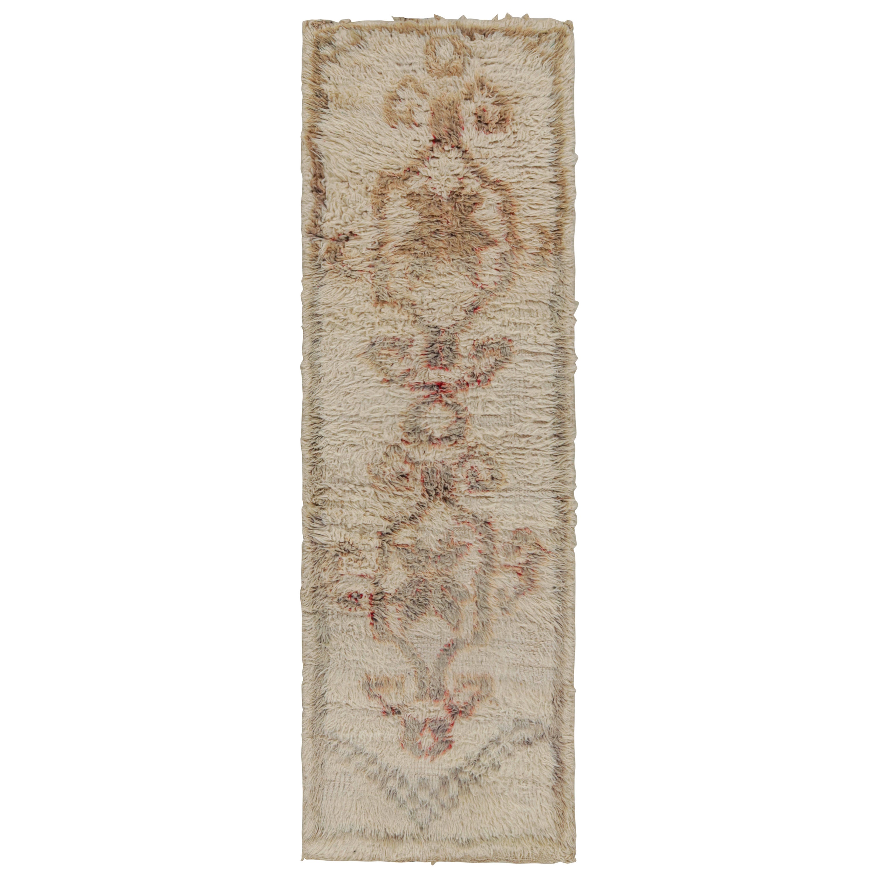 Vintage Moroccan Runner Rug with Beige-Brown Patterns, from Rug & Kilim For Sale