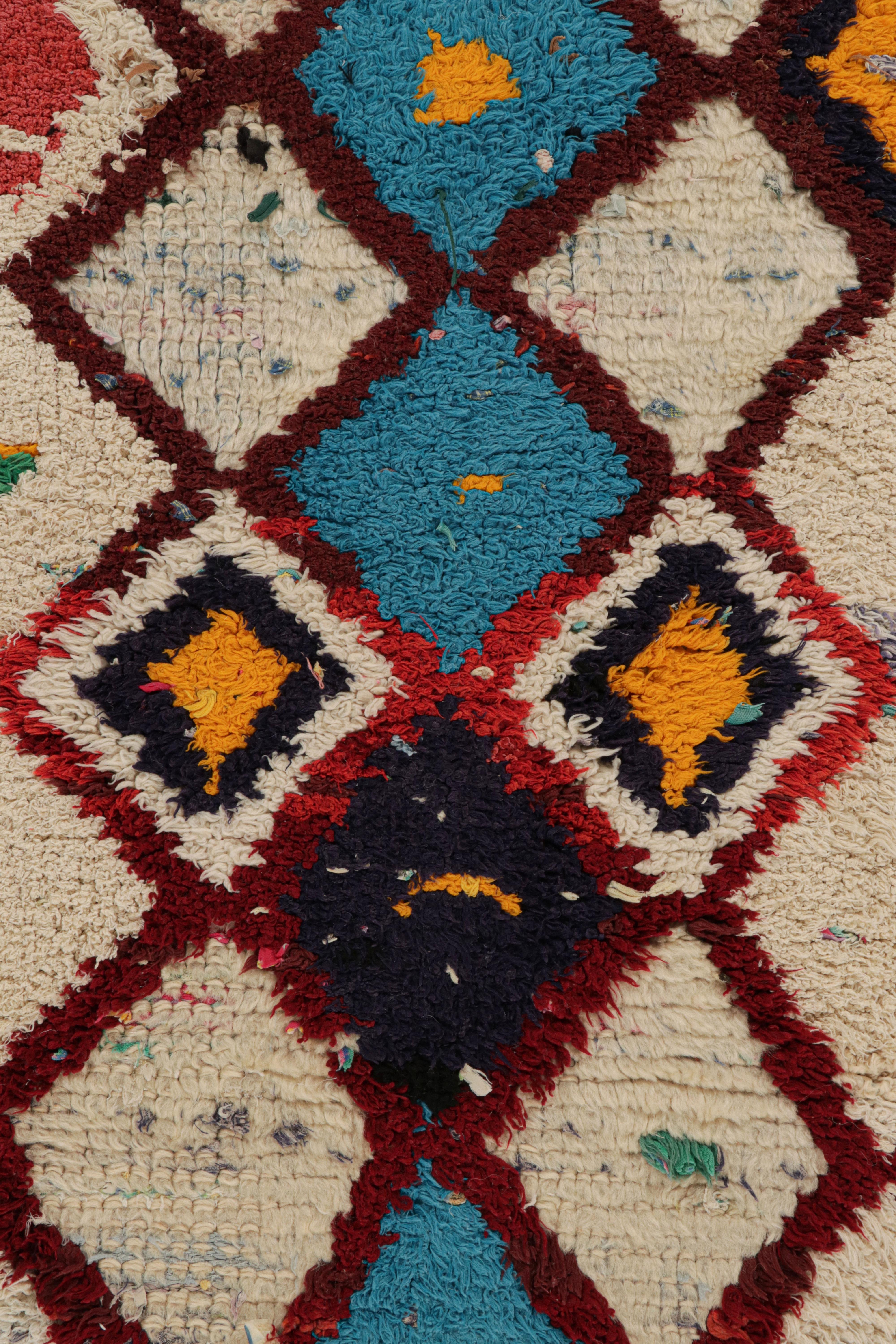 Mid-20th Century Vintage Moroccan Runner Rug with Colorful Diamond Patterns, from Rug & Kilim  For Sale
