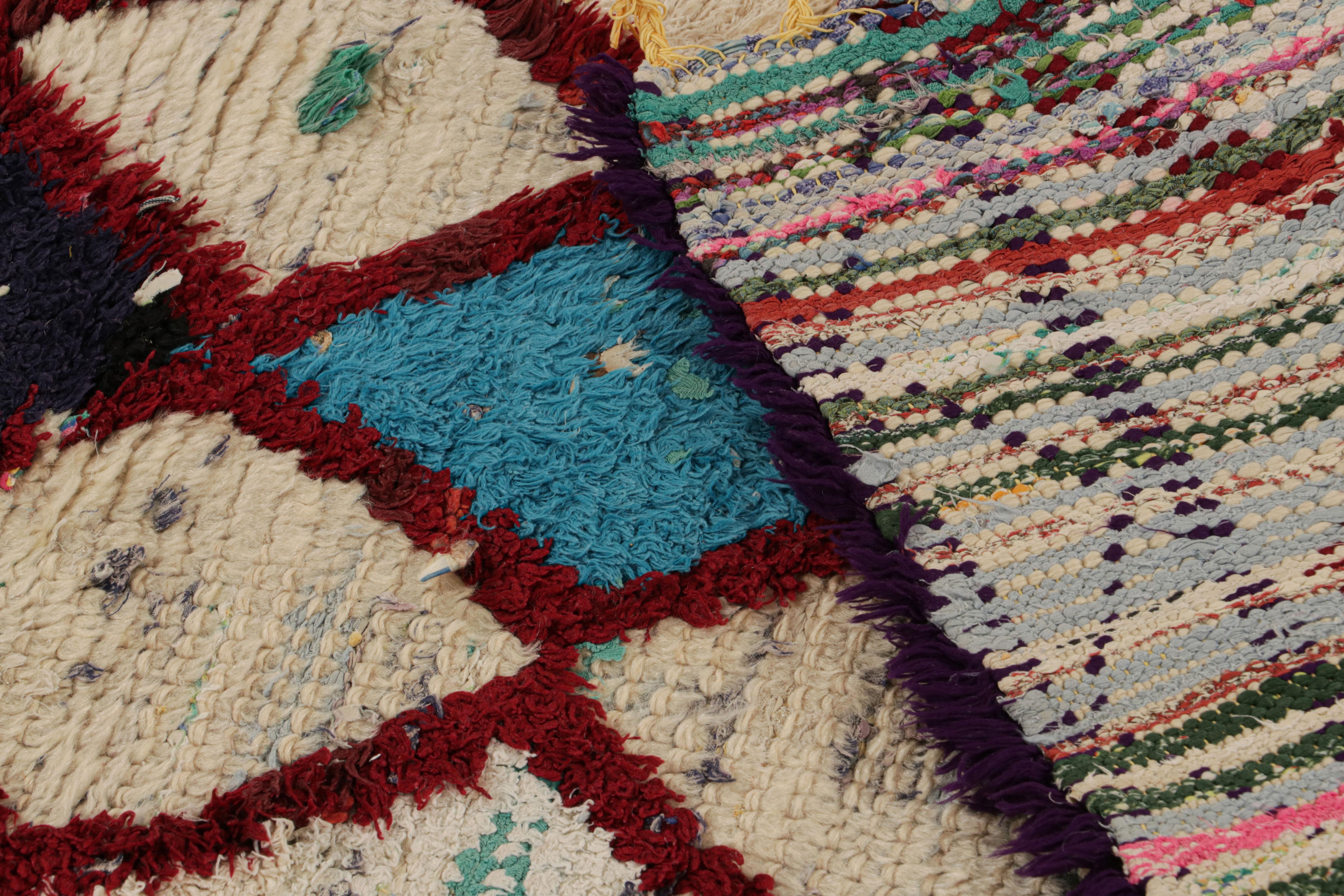 Vintage Moroccan Runner Rug with Colorful Diamond Patterns, from Rug & Kilim  For Sale 1