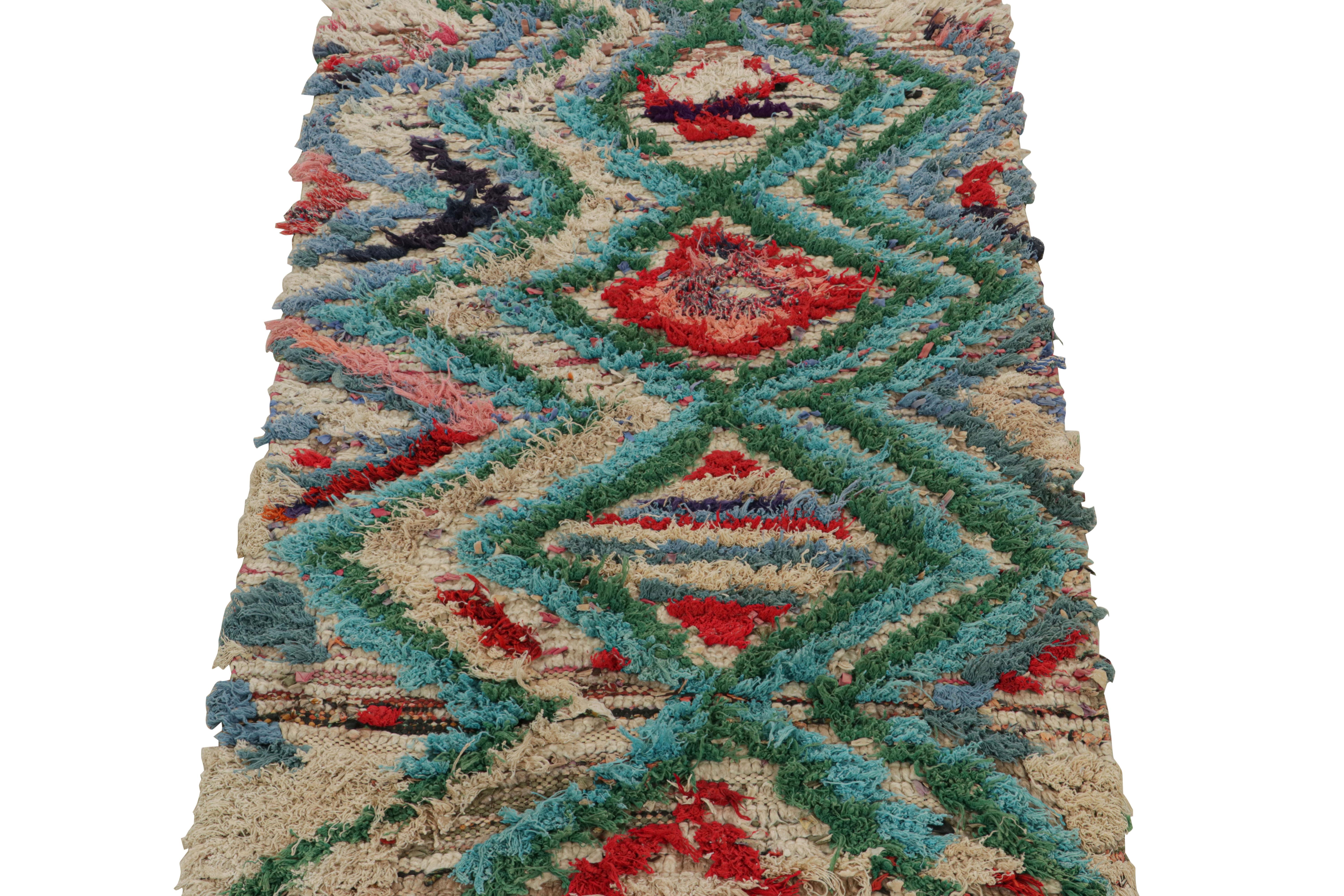 Hand-Knotted Vintage Moroccan Runner Rug with Diamond Patterns, from Rug & Kilim  For Sale